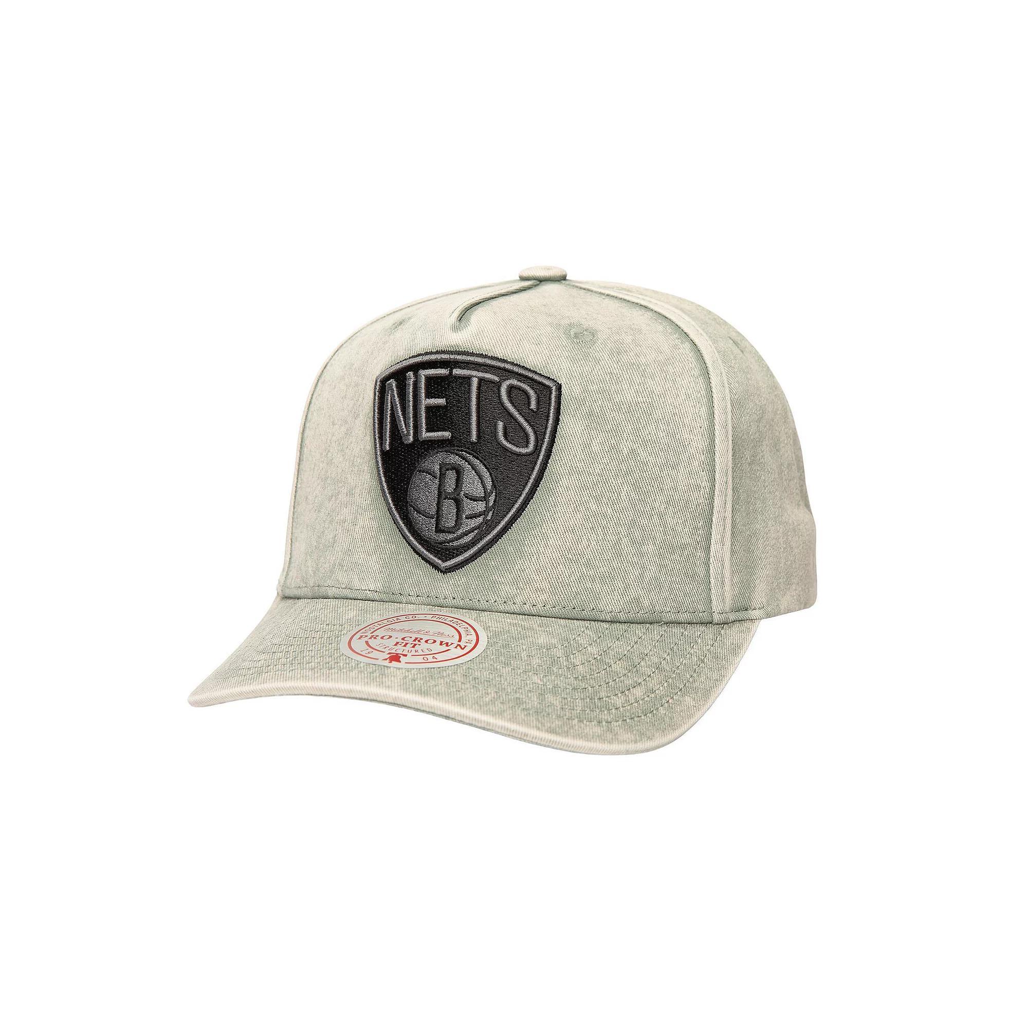 Men's Mitchell & Ness Gray Brooklyn Nets Washed Out Tonal Logo Snapback Hat, Grey Product Image