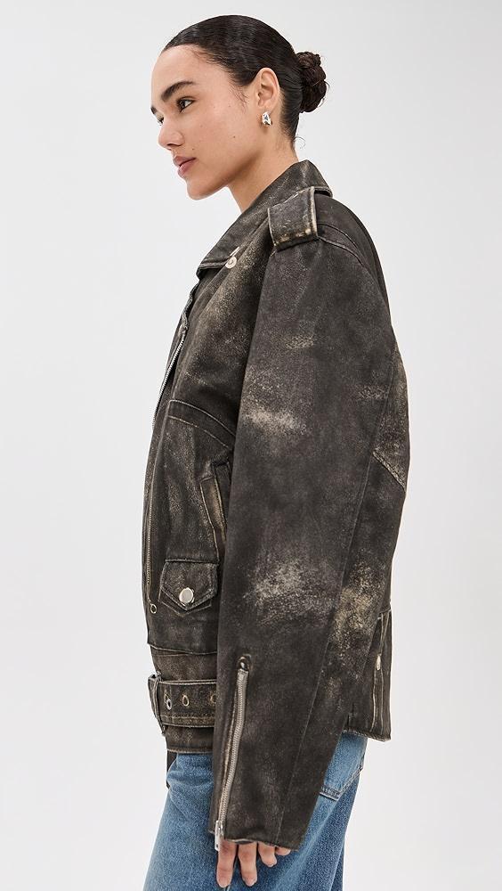 HAIKURE Kay Leather Print Biker Jacket | Shopbop Product Image