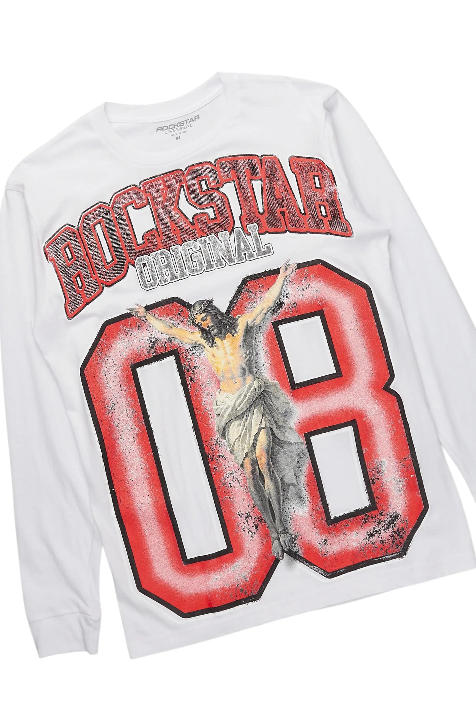 Fields White/Grey Long Sleeve T-Shirt Short Set Male Product Image