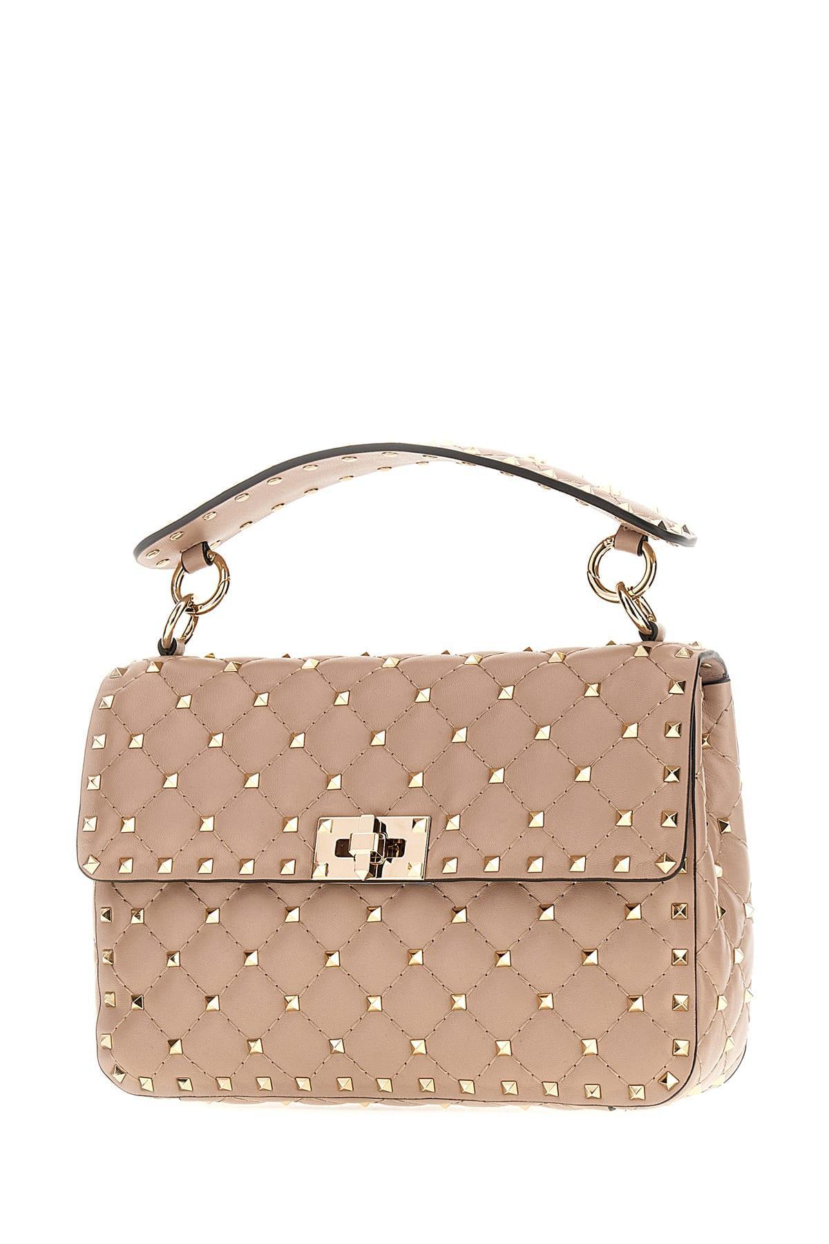 VALENTINO GARAVANI Antique Pink Nappa Leather Medium Rockstud Spike Handbag In Poudre Product Image