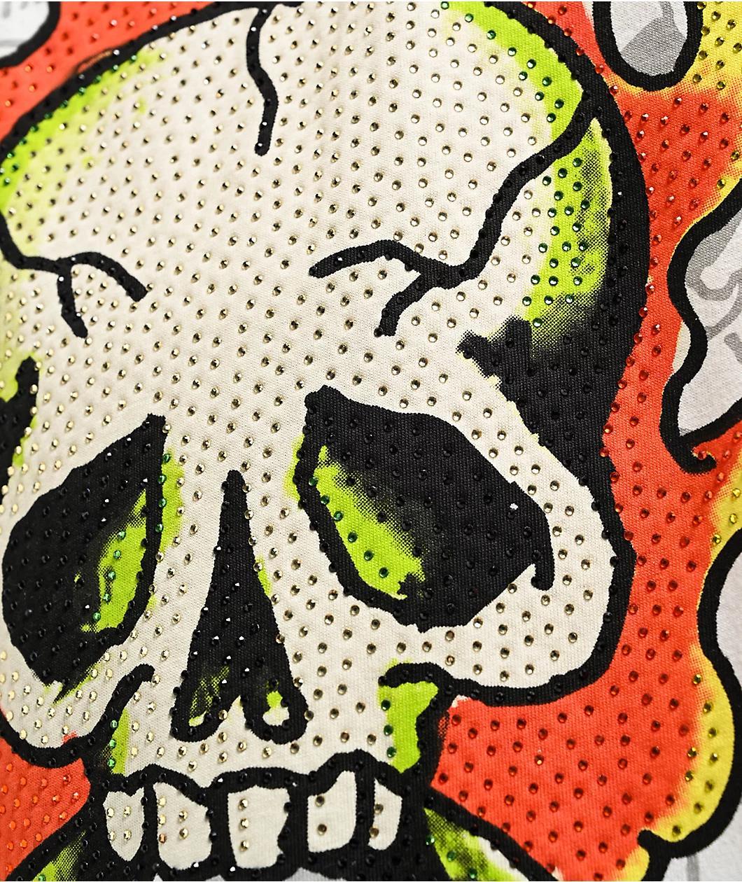 Ed Hardy Flame Skull Ivory T-Shirt Product Image