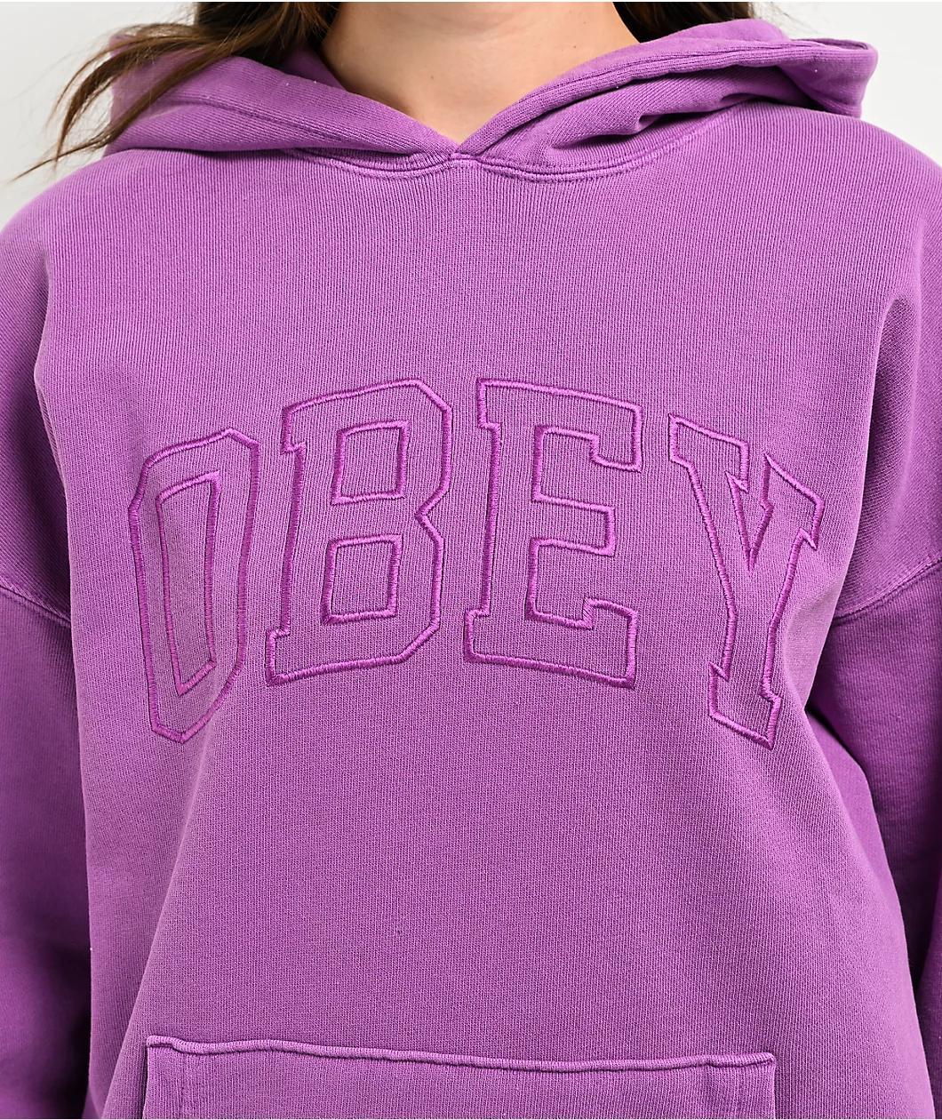 Obey Pigment Dye Collegiate Heavyweight Purple Hoodie Product Image