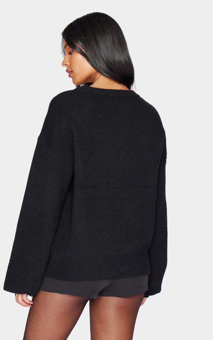 Tall Black Bow Detail Oversized Christmas Sweater Product Image