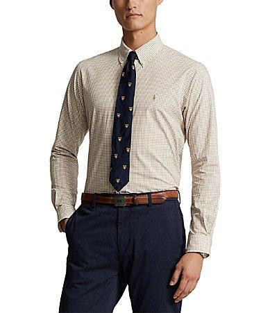 Polo Ralph Lauren Cotton Stretch Poplin Gingham Check Slim Fit Button Down Shirt Product Image