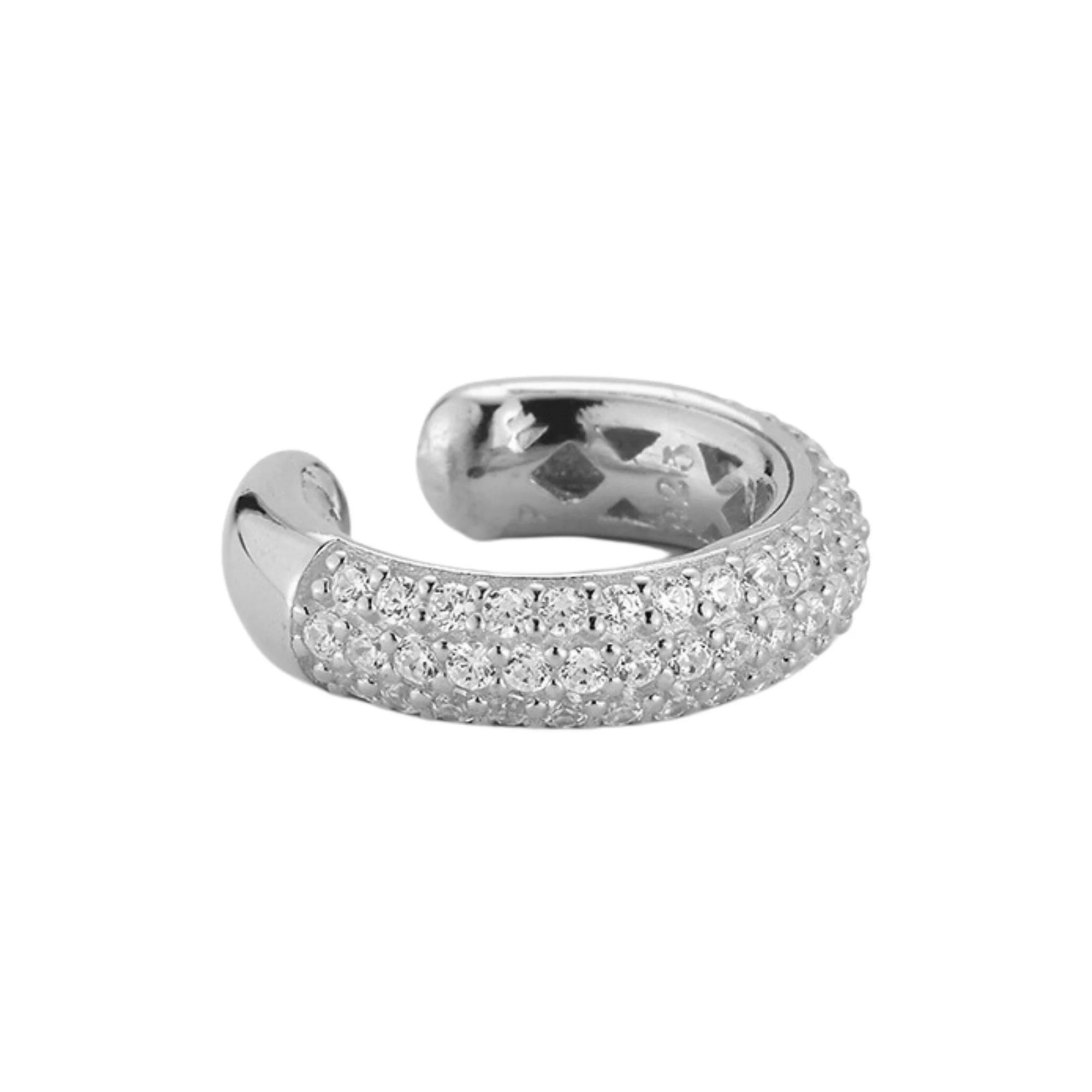 Sunkissed Sterling 14k Gold Over Silver Cubic Zirconia Pave Ear Cuff, Women's, Silver Tone Product Image