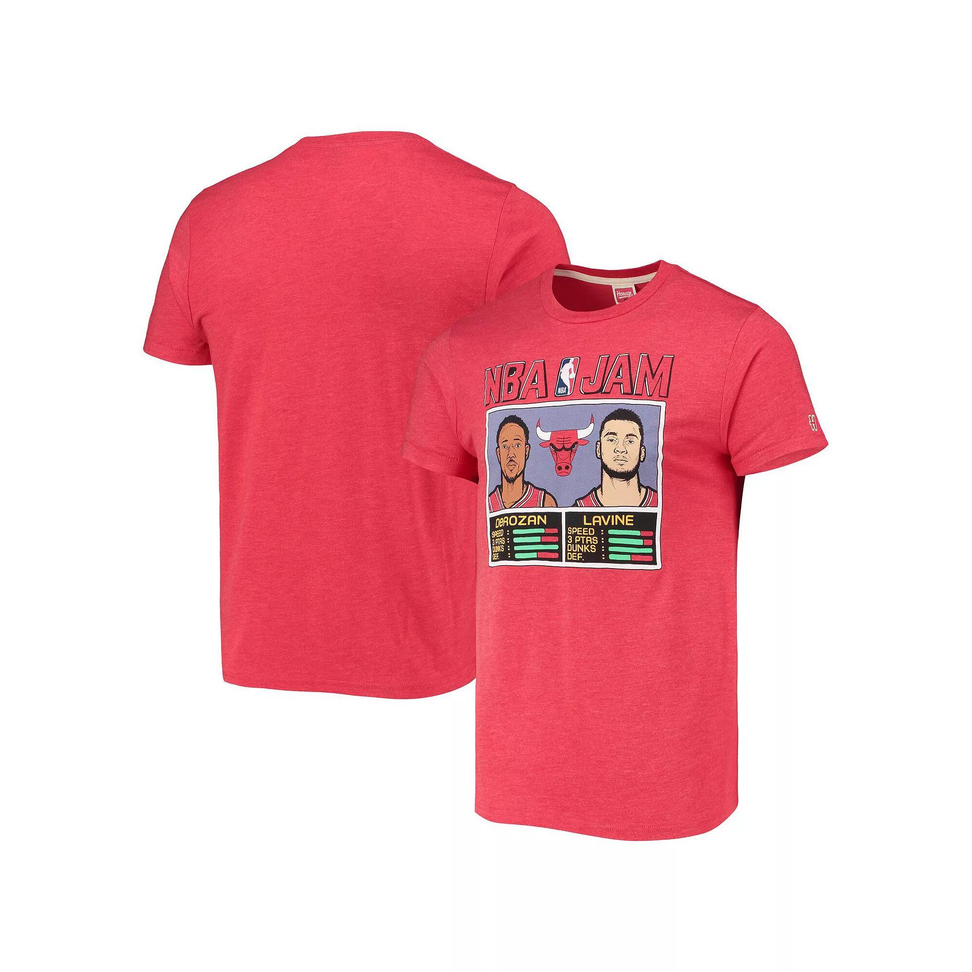 Men's Homage DeMar DeRozan/Zach LaVine Heathered Red Chicago Bulls NBA Jam Tri-Blend T-Shirt, Size: Small Product Image