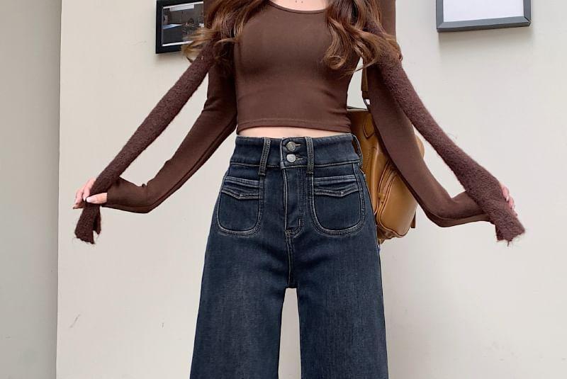 Fleece-Lined High-Rise Boot-Cut Jeans Product Image