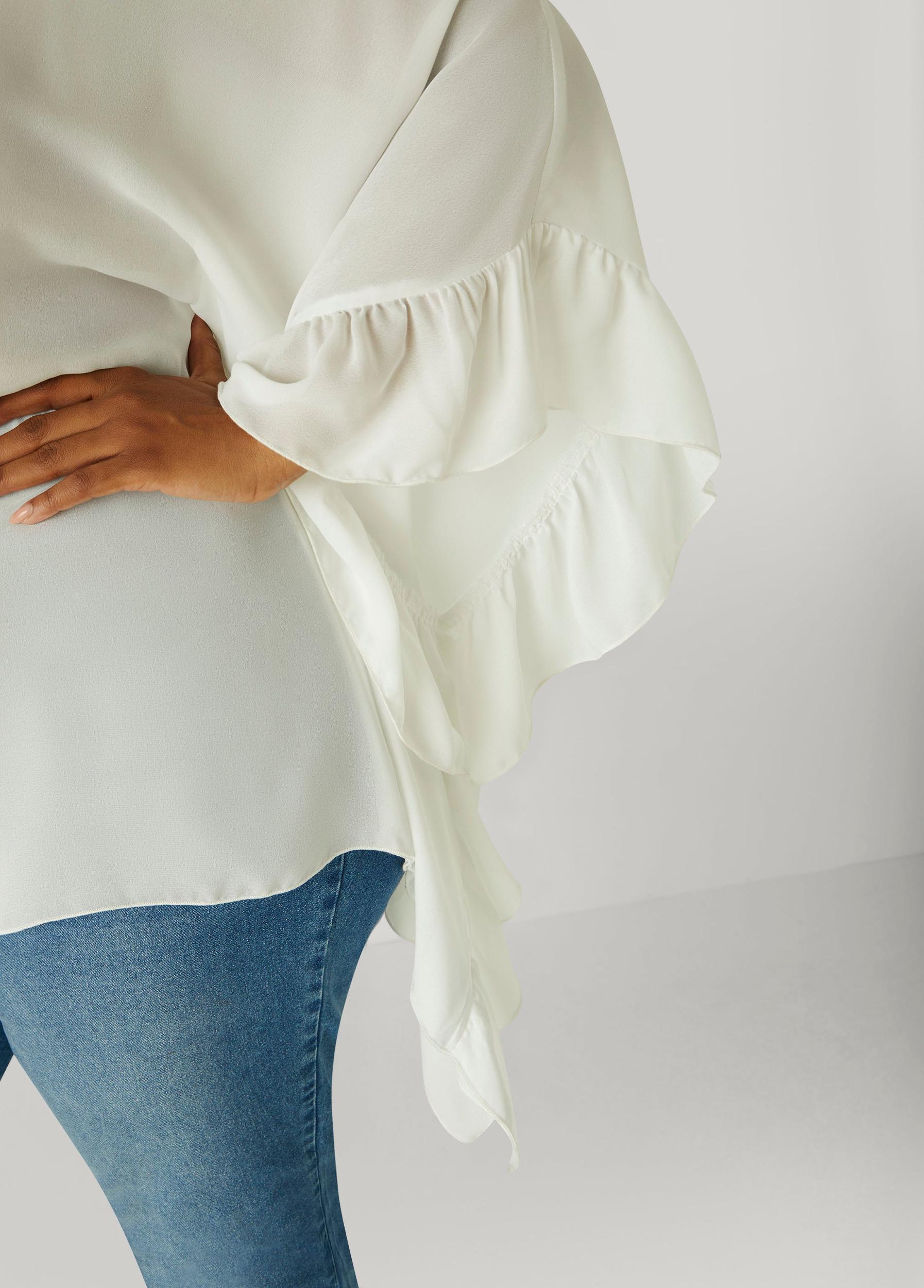 Ruffled Crepe Blouse Product Image