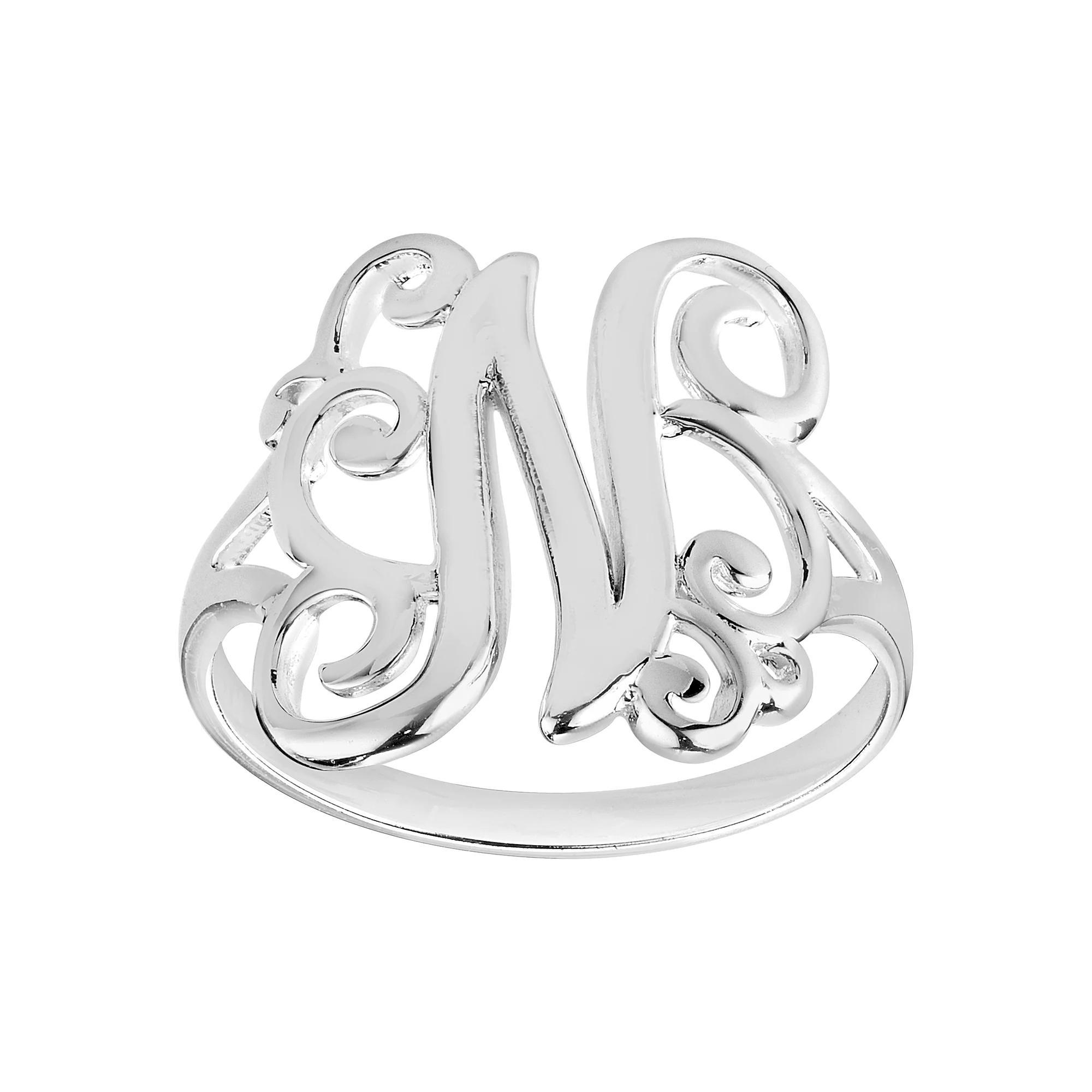 PRIMROSE Sterling Silver Monogram Initial Ring, Women's, Size: 9, U Product Image