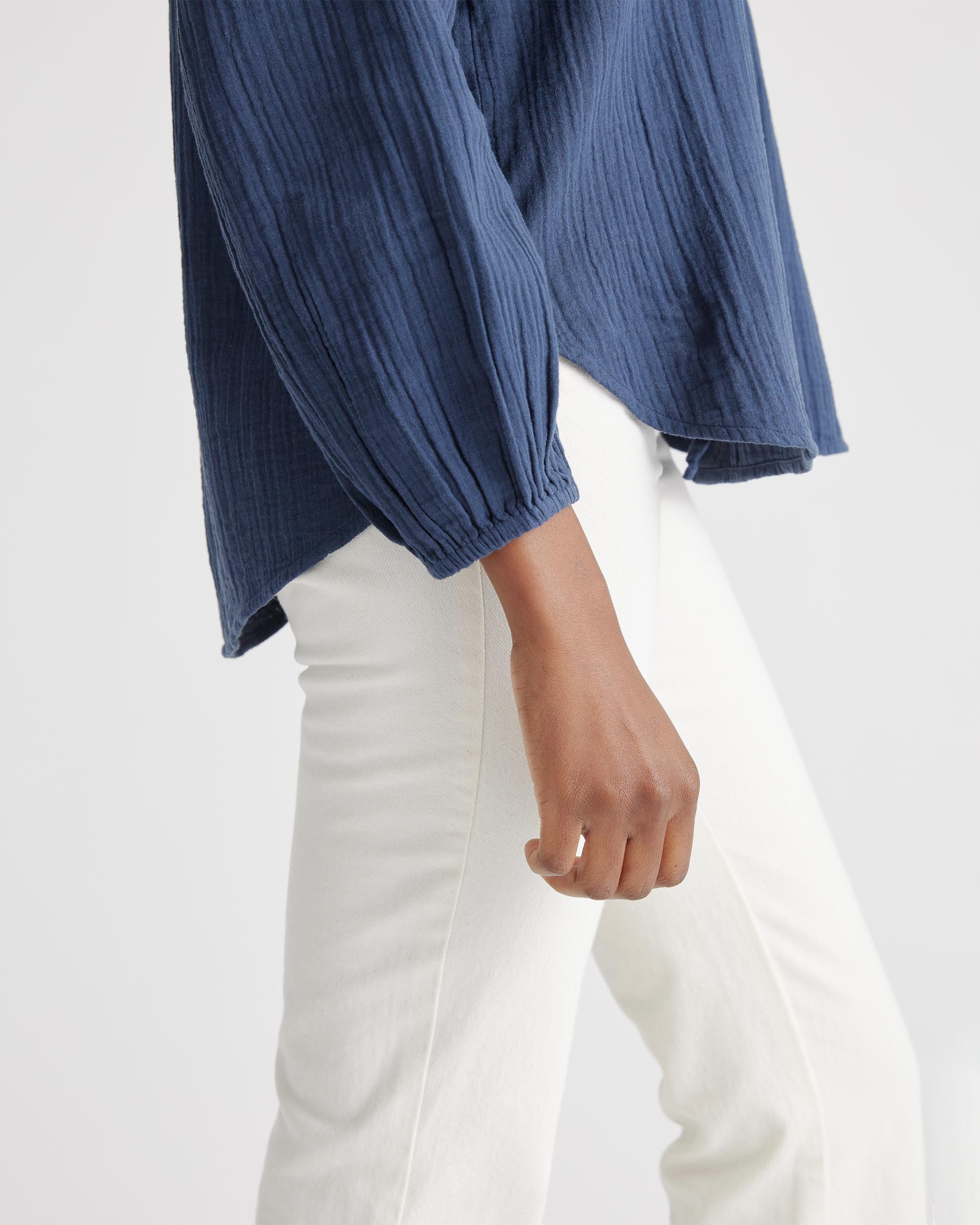 Quince | Women's Gauze Peasant Blouse Organic Cotton Product Image