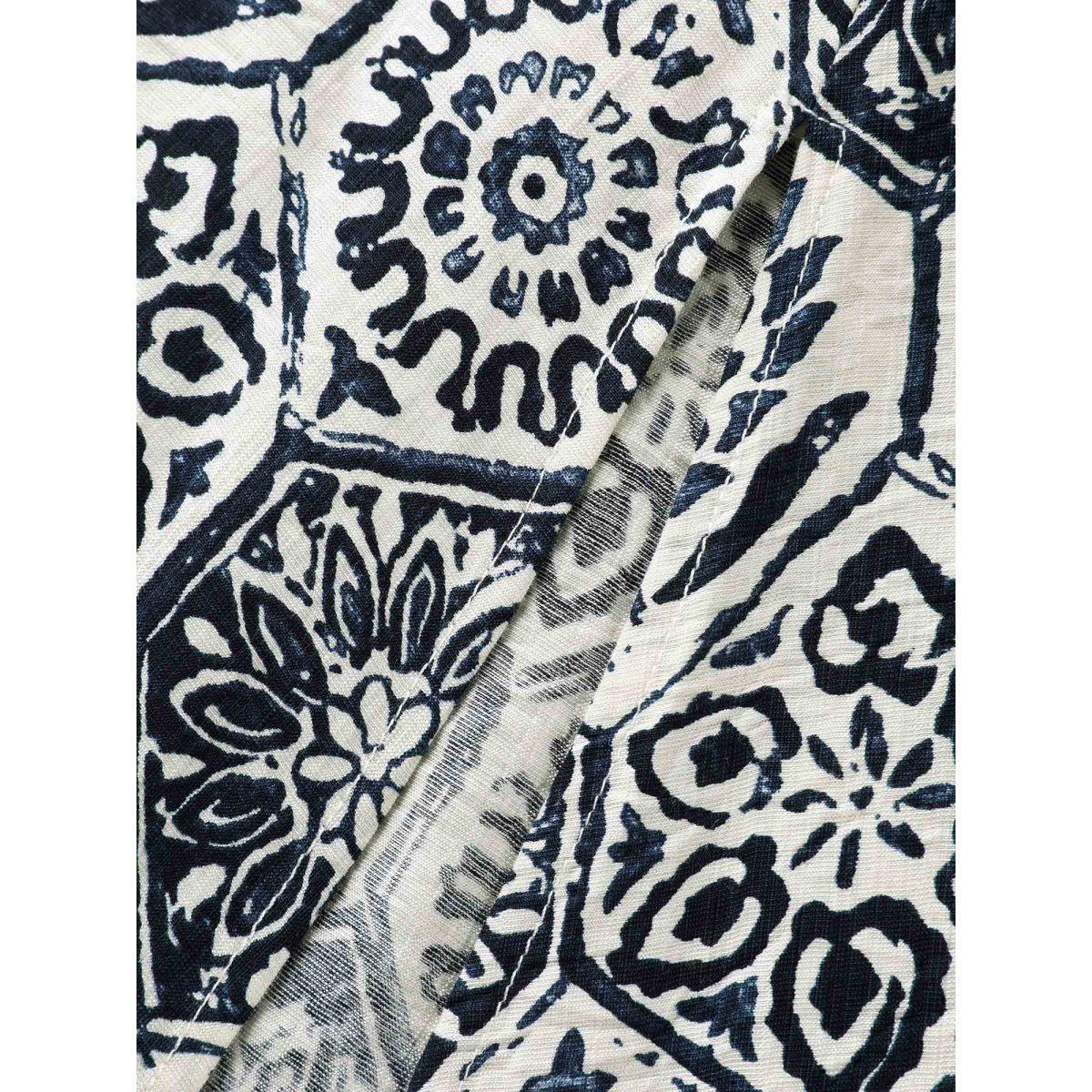 Plus Size Boho Geometric Print Split Midi Dress DarkBlue Women V-neck Short sleeve Curvy BloomChic 18-20/2X Product Image