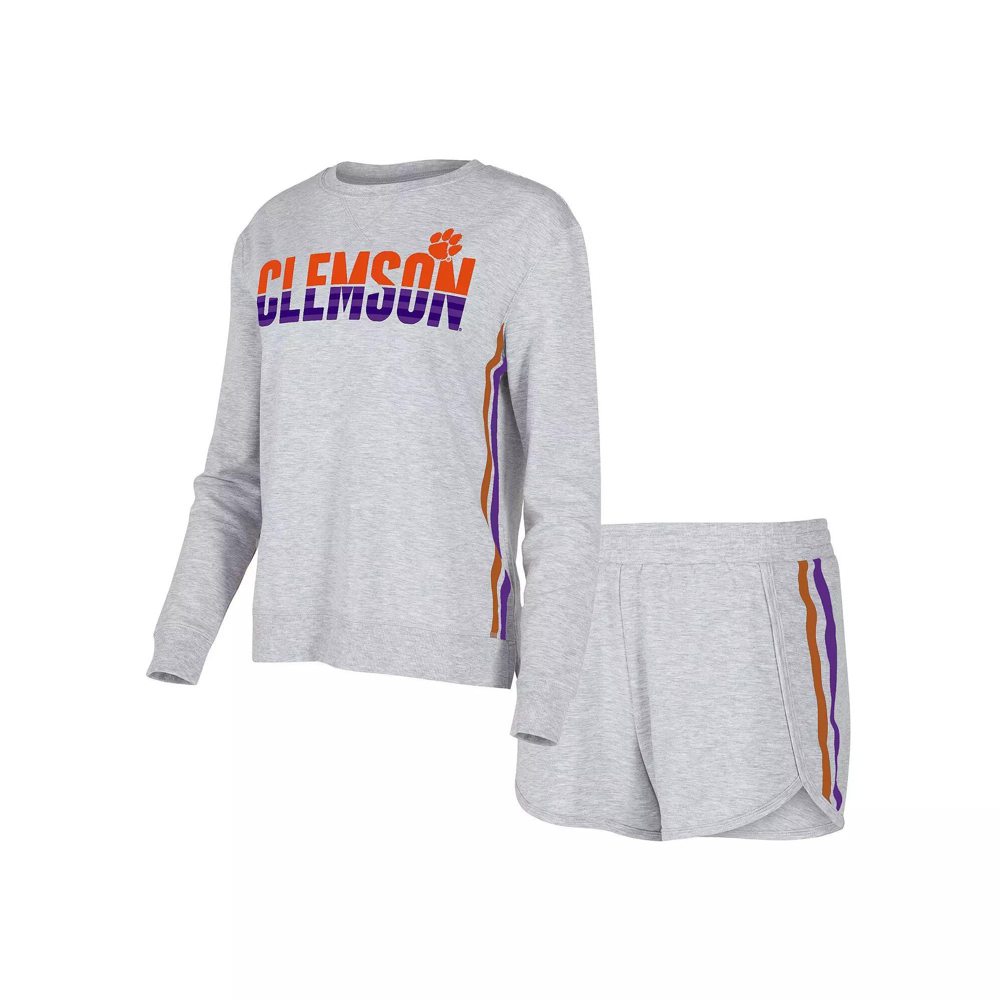 Women's Concepts Sport Gray Alabama Crimson Tide Cedar Tri-Blend Long Sleeve T-Shirt & Shorts Sleep Set, Size: XL, Grey Product Image