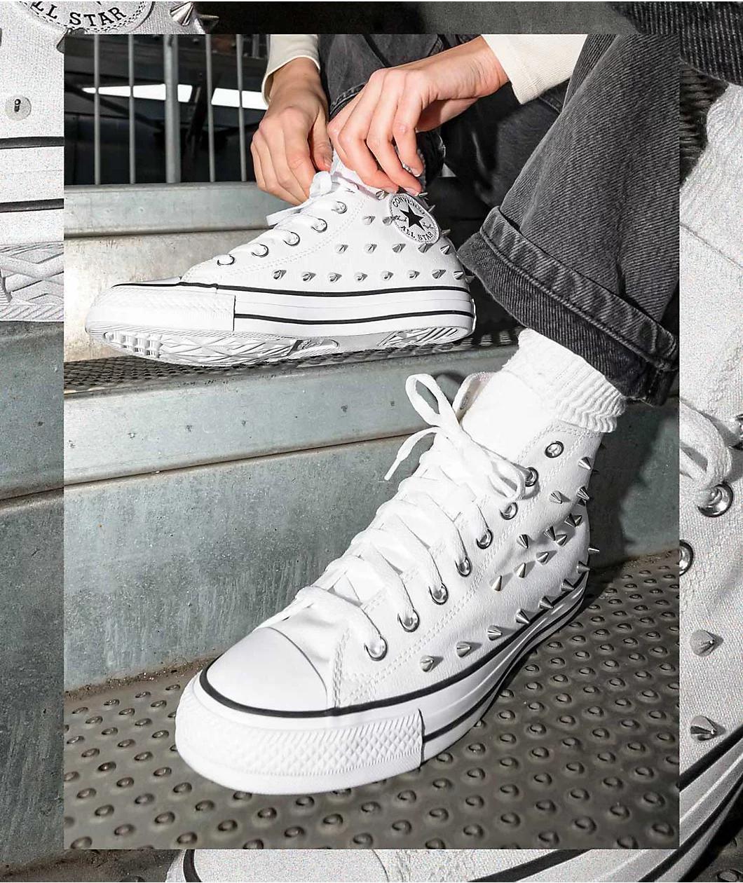 Converse Chuck Taylor All Star White Studded High Top Shoes Product Image