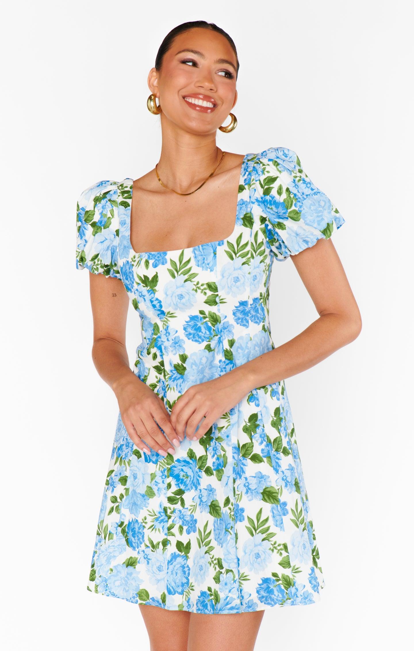 Mia Dress ~ Cottage Floral Blue Product Image