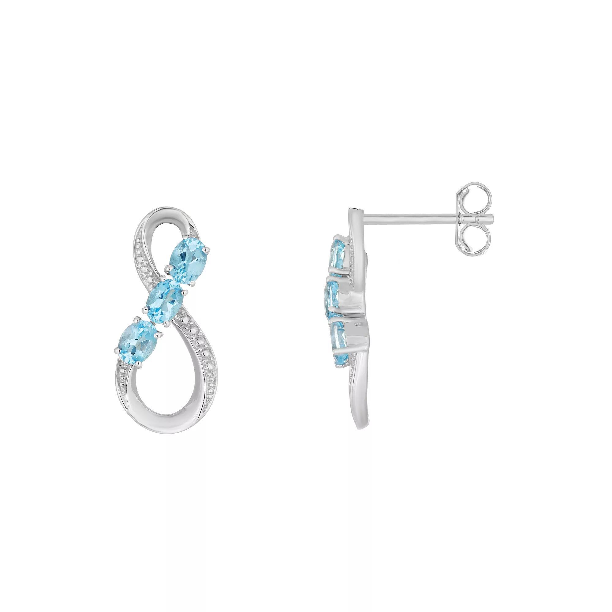 Gemminded Sterling Silver & Blue Topaz Figure-Eight Drop Earrings, Women's Product Image