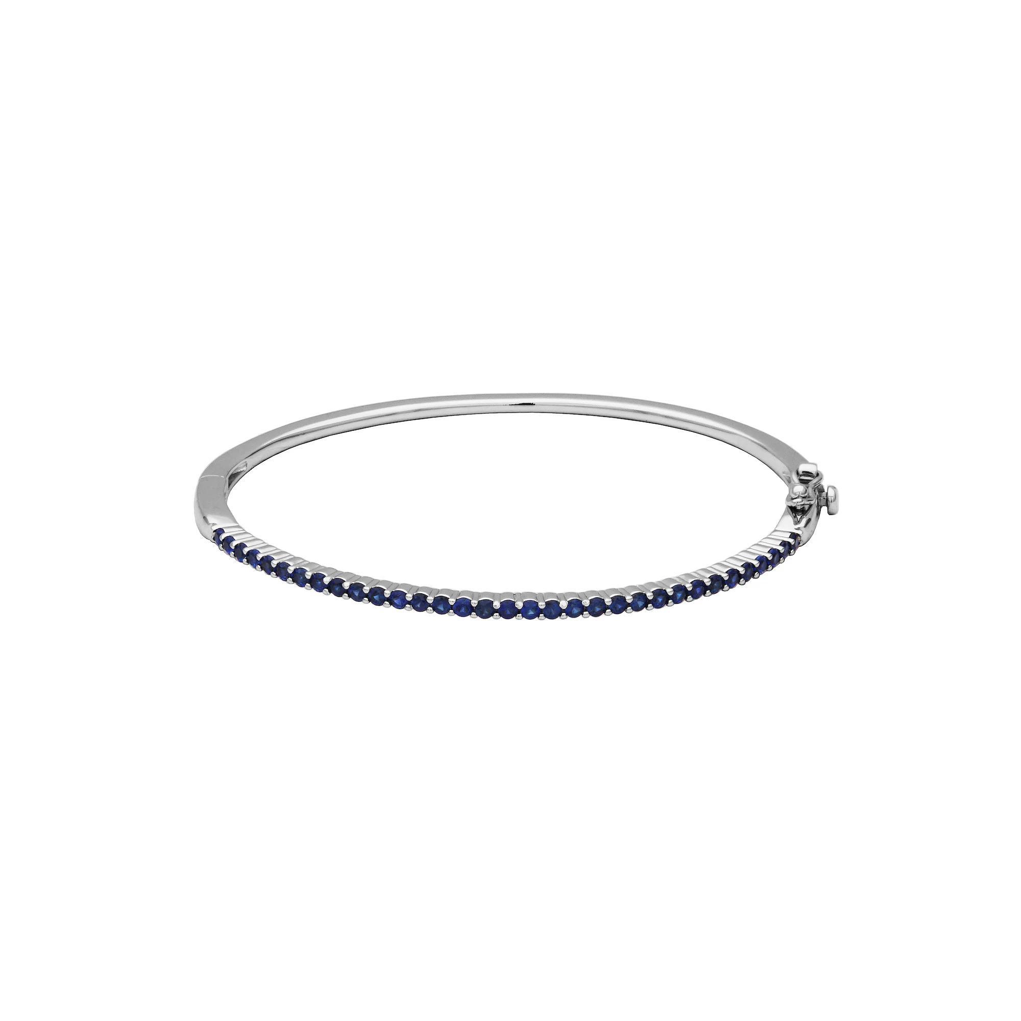 Sterling Silver Lab-Created Sapphire Bangle Bracelet, Women's, Size: 6.5" Product Image