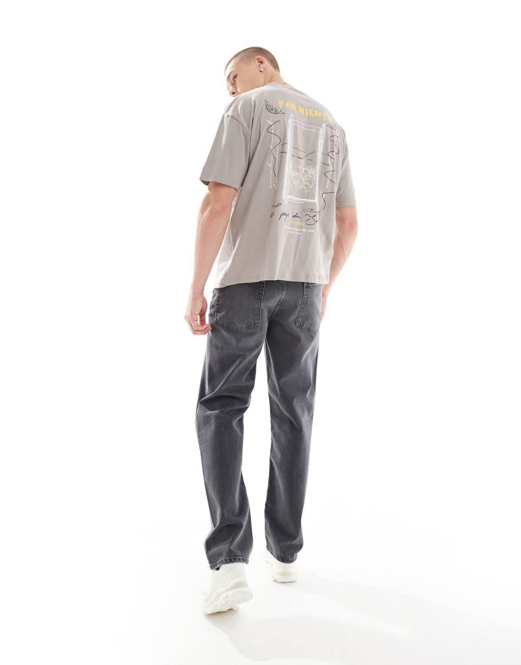 ASOS DESIGN oversized T-shirt in brown with back print Product Image