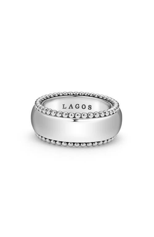 Mens Sterling Silver Anthem Caviar Band Ring, 10mm Product Image