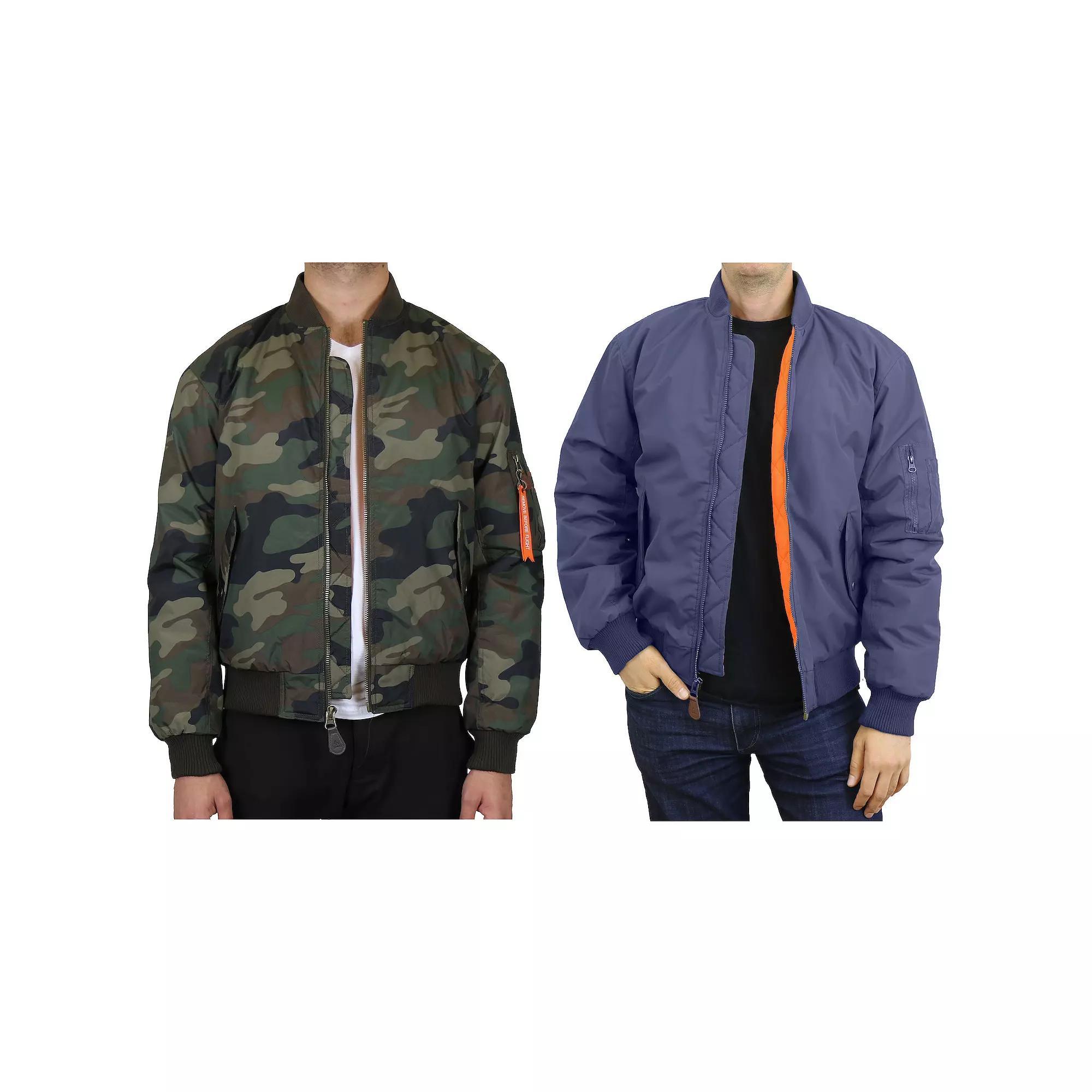 2-Pack Men's Spire by Galaxy Heavyweight MA-1 Flight Jacket, Size: Small, Green Navy Product Image