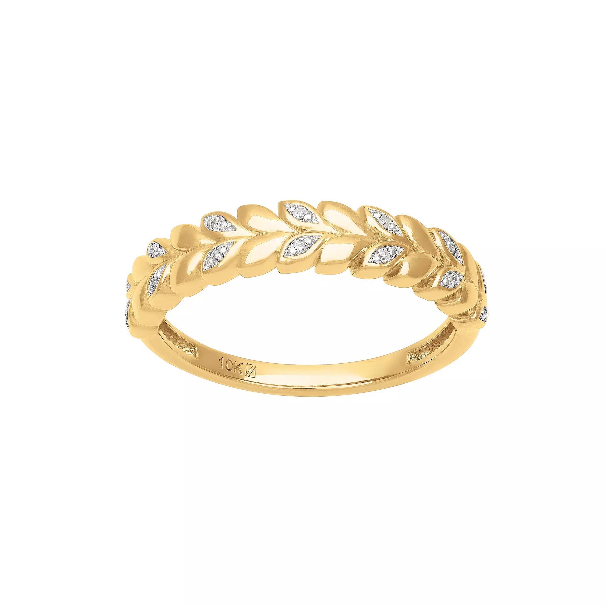 Love Always 10k Gold Diamond Accent Leaf Anniversary Ring, Women's, Size: 8 Product Image