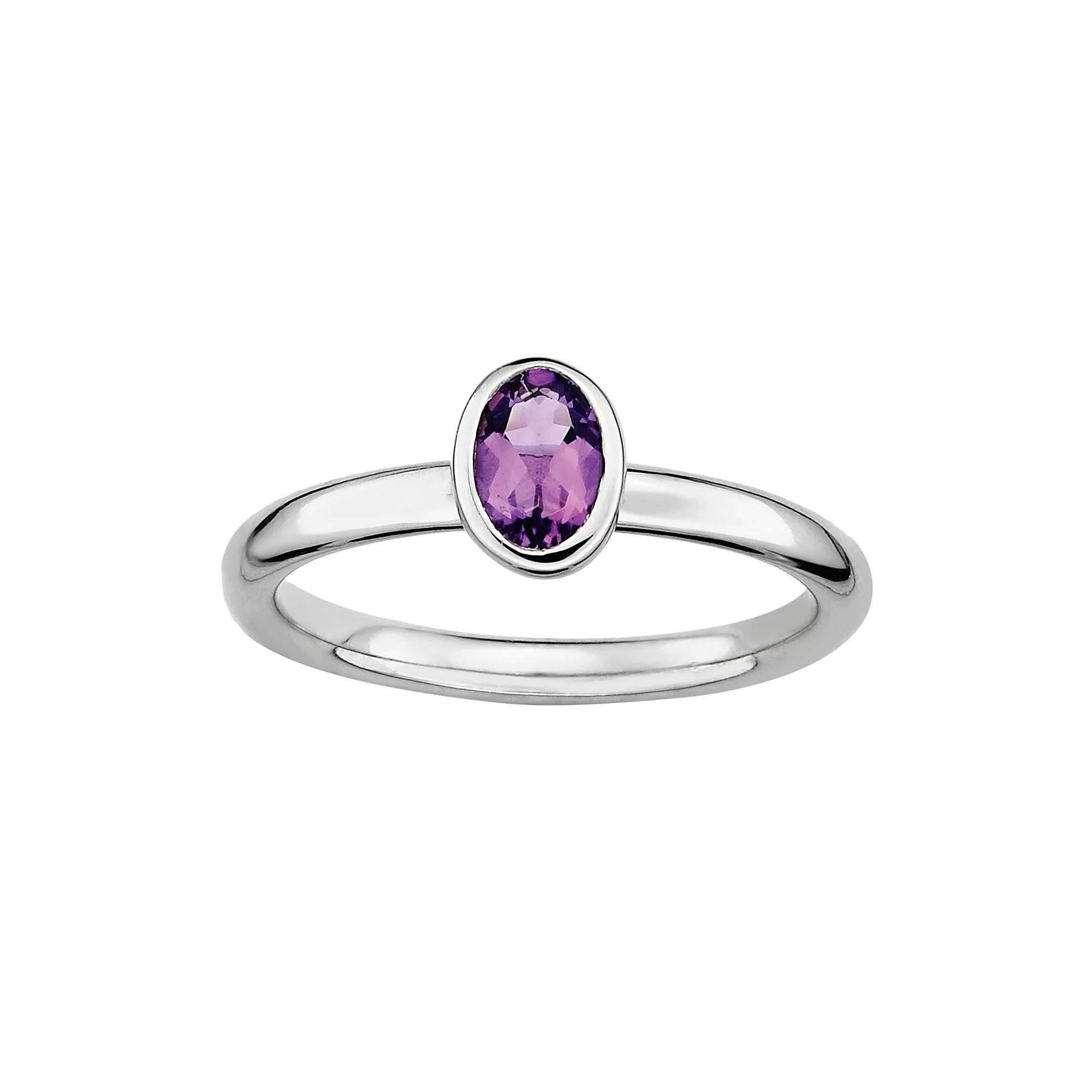 Stacks & Stones Sterling Silver Amethyst Stack Ring, Women's, Size: 9 Product Image
