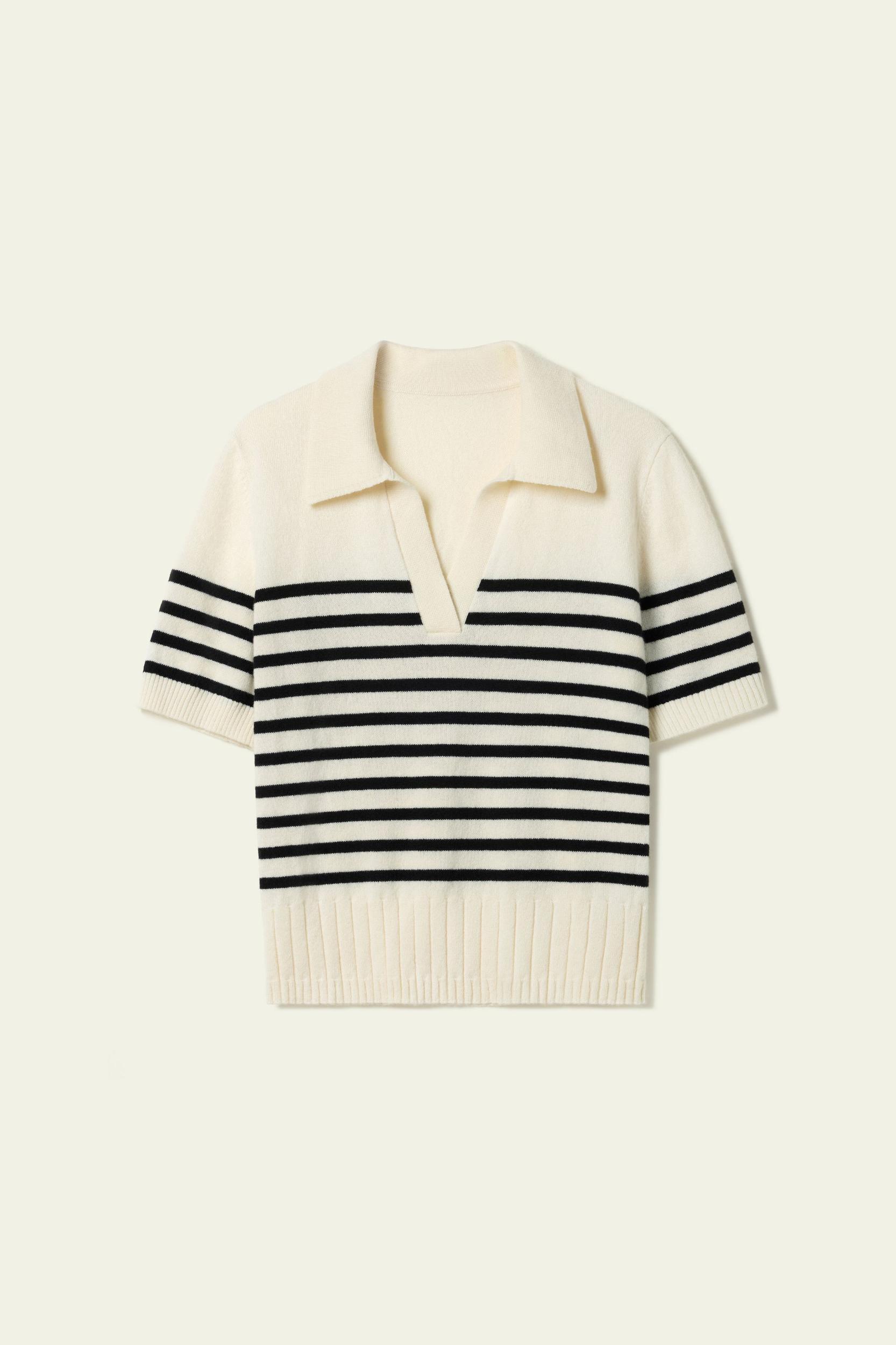 Striped Cashmere Polo Sweater Product Image