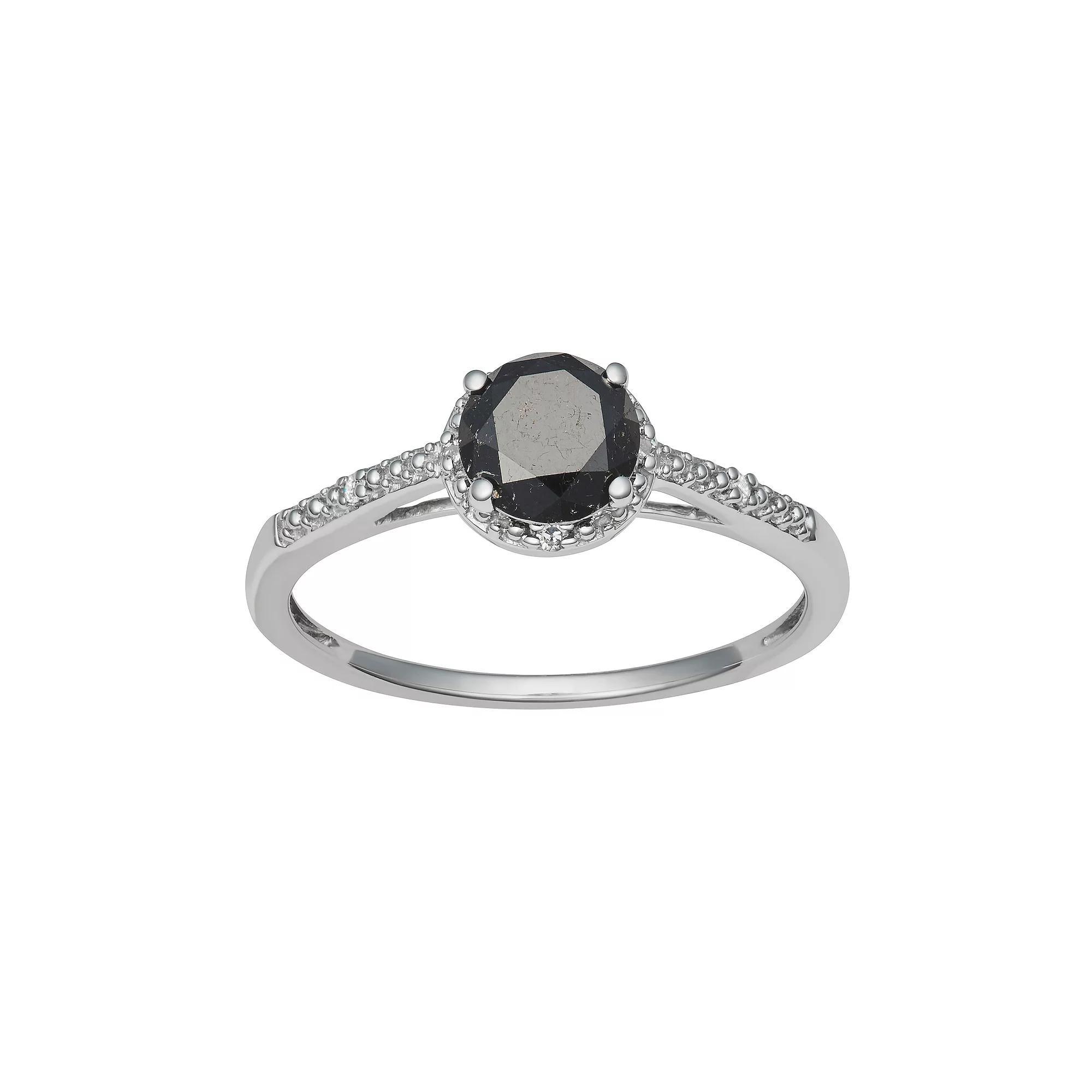 HDI Sterling Silver 1 Carat T.W. Black Diamond Solitaire Ring, Women's, Size: 5 Product Image