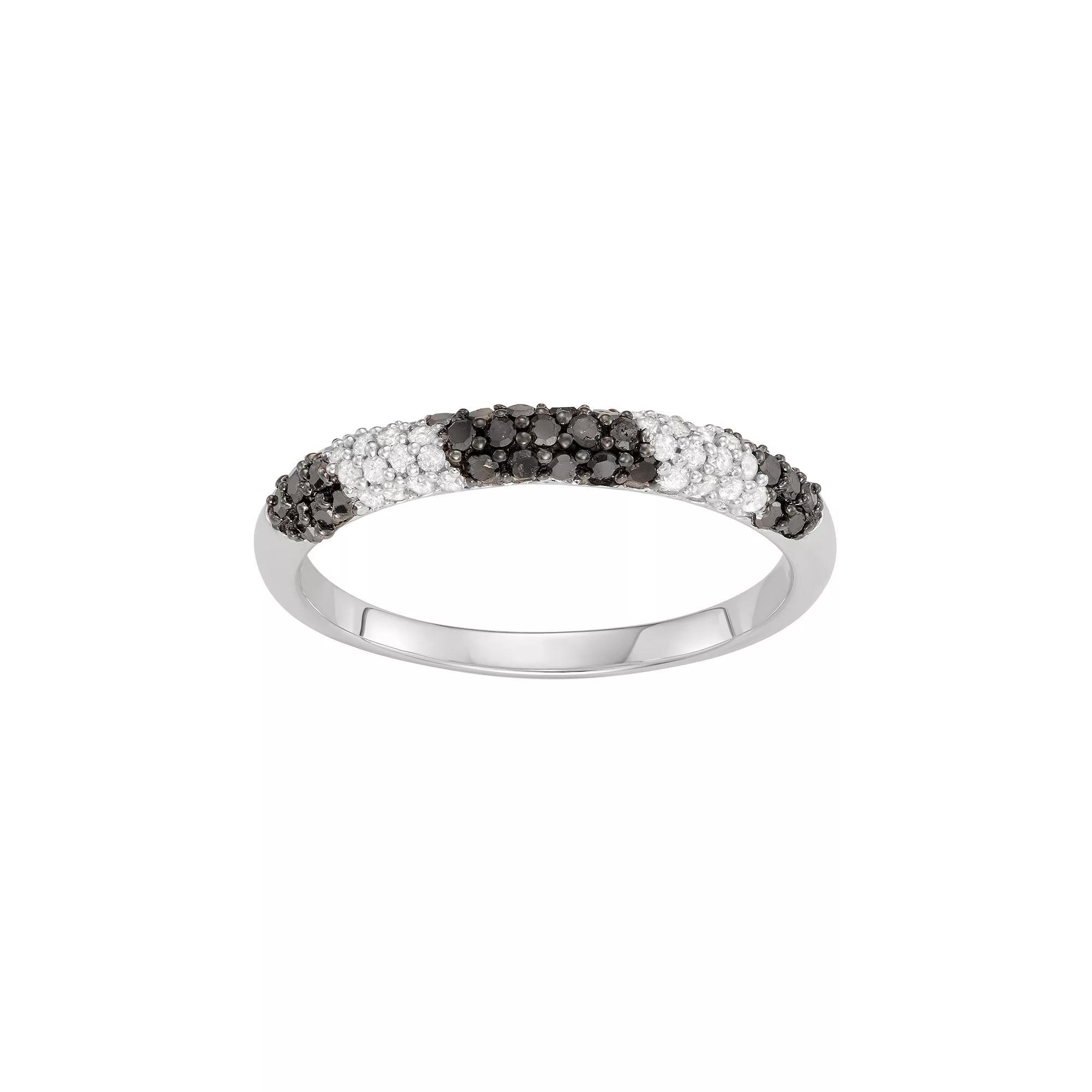 Sterling Silver 1/2 Carat T.W. Black & White Diamond Ring, Women's, Size: 6 Product Image