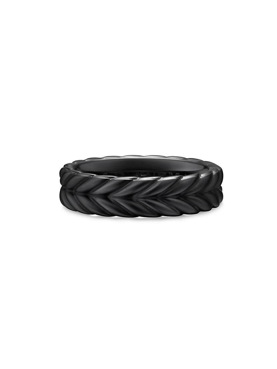 Mens Chevron Band Ring in Black Titanium, 6.2MM Product Image