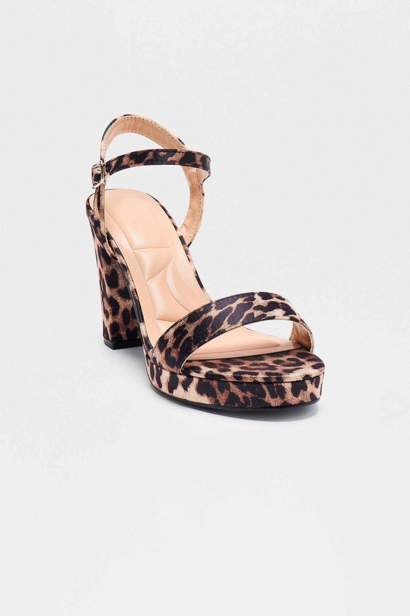 Moss Ankle Strap Block Heels - Leopard Product Image