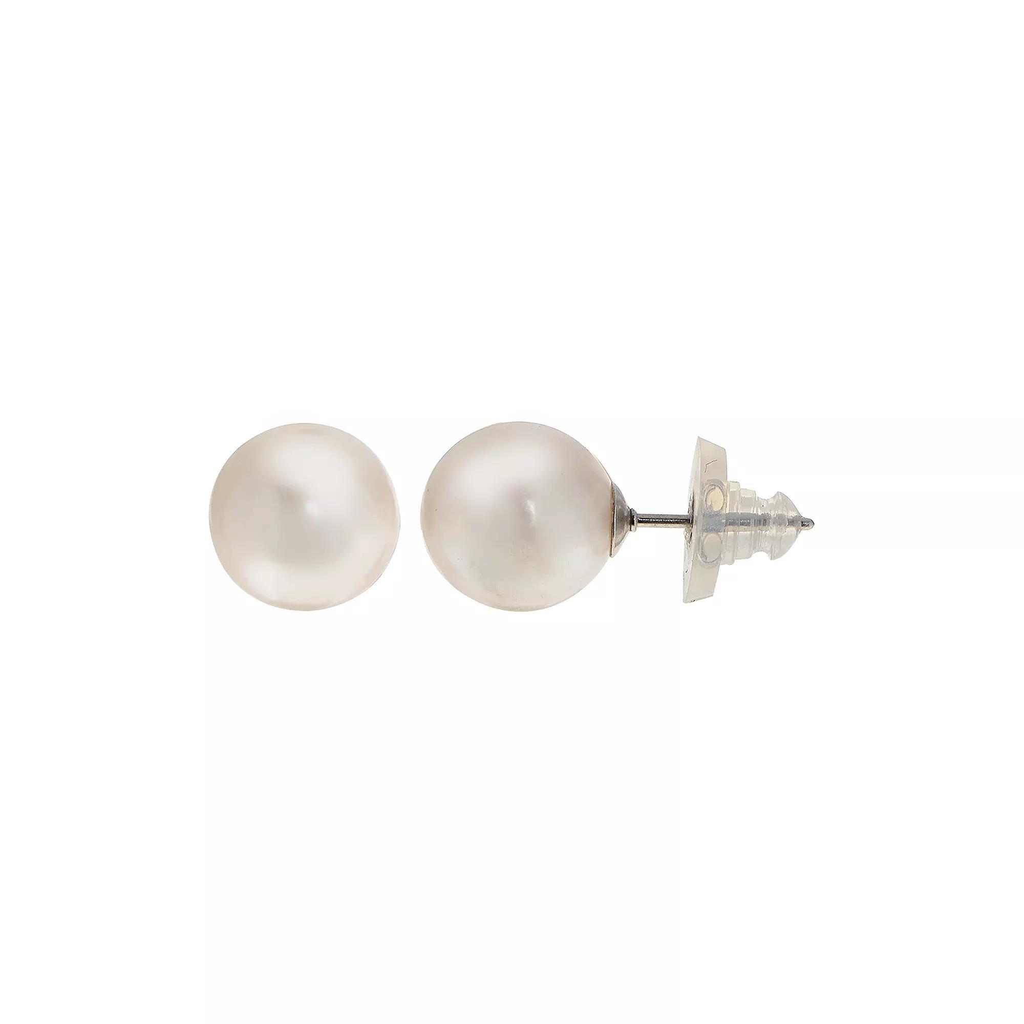 Sterling Silver Freshwater Cultured Pearl Stud Earrings, Womens Product Image