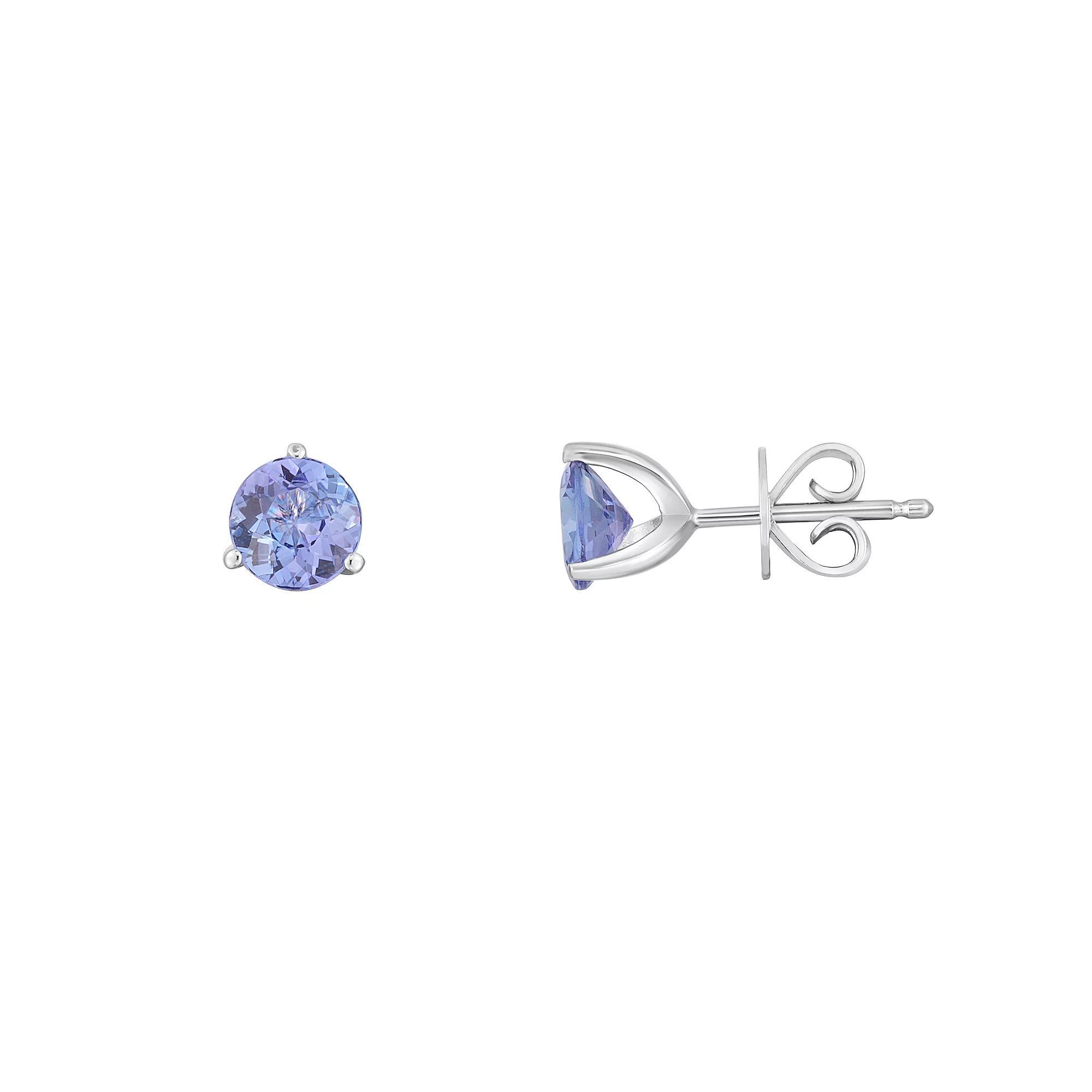 Sterling Silver Tanzanite Stud Earrings, Womens Product Image