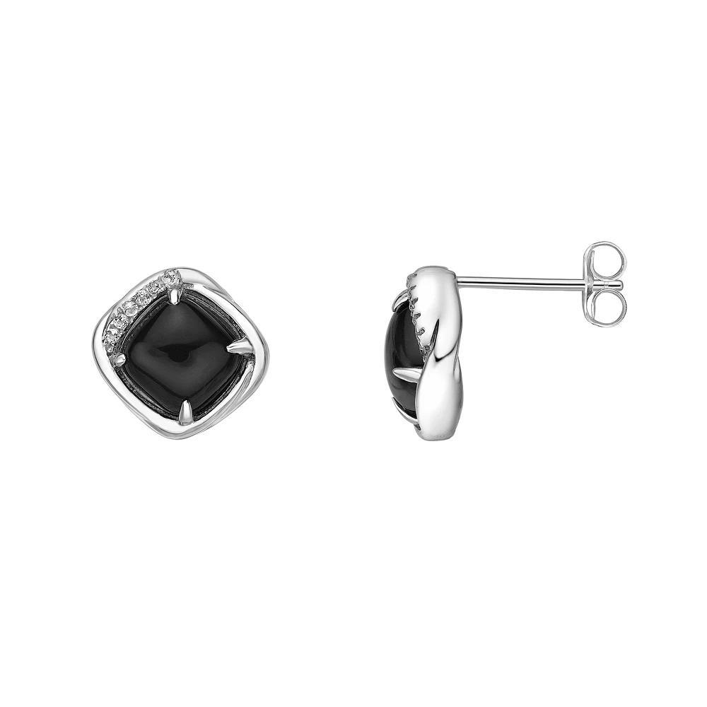 Gemminded Sterling Silver Black Onyx Cushion-Cut Stud Earrings, Women's Product Image