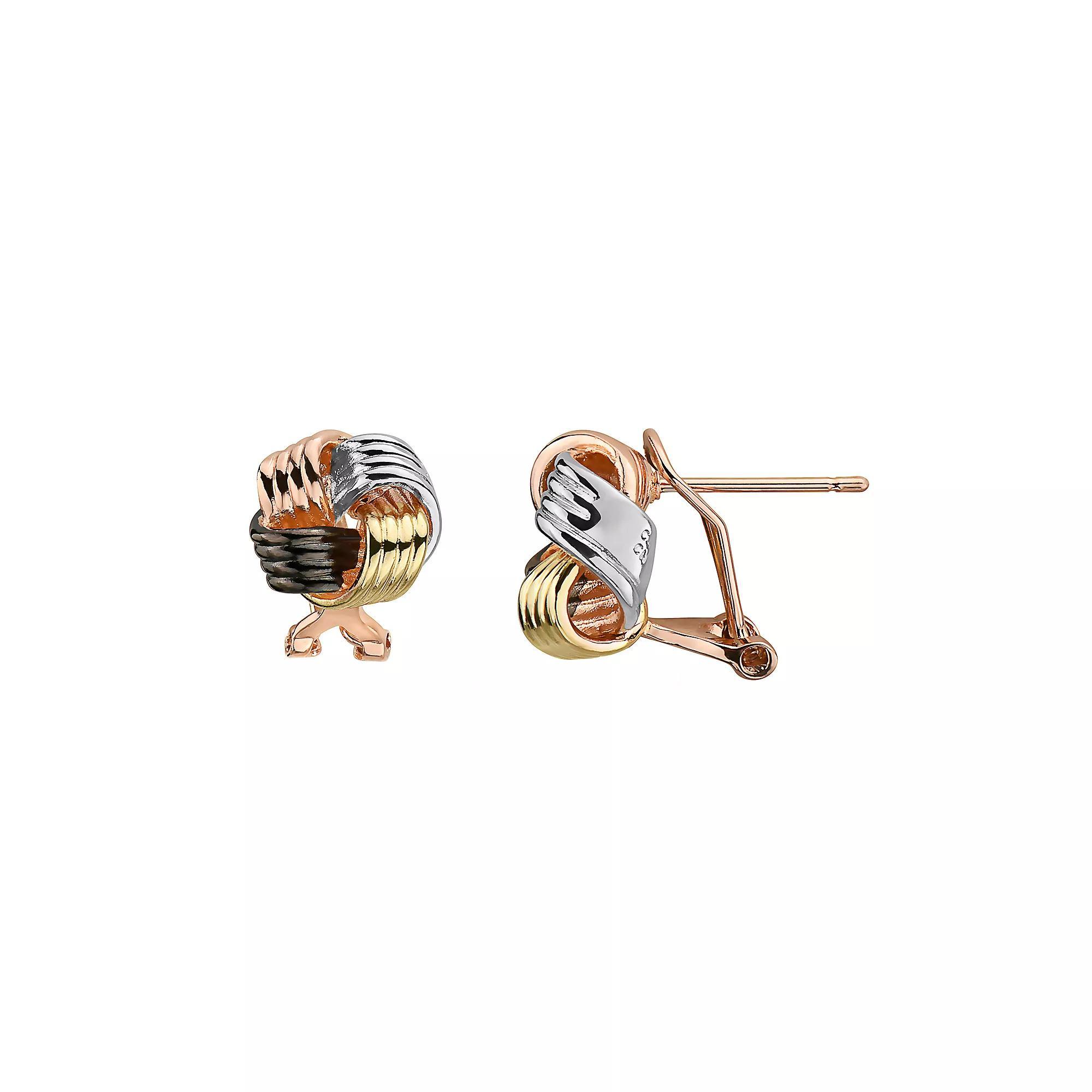 Multi-Tone Sterling Silver Stud Earrings, Womens Product Image