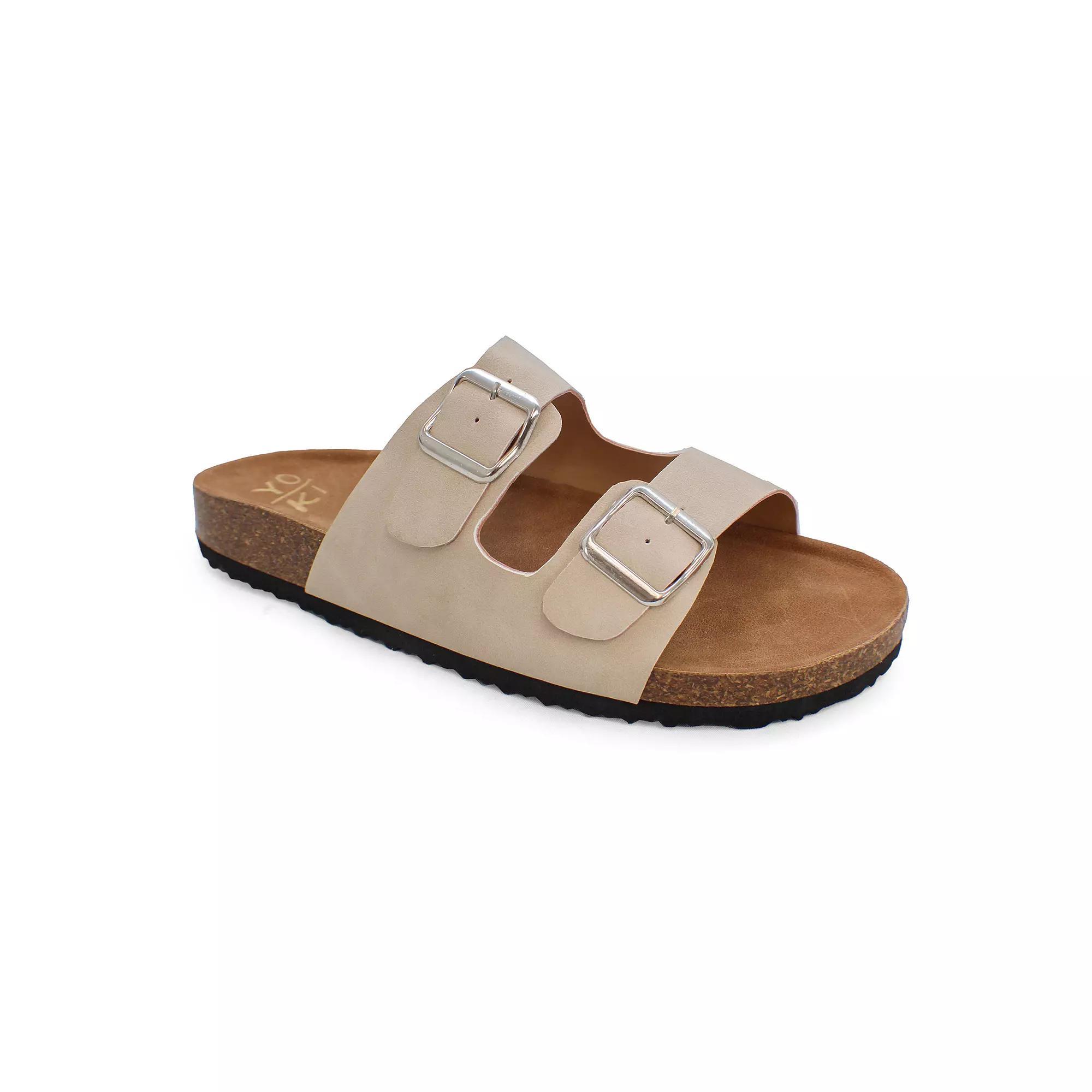 Yoki Gian 91 Women's Double Buckle Slide Sandals, Size: 6.5, Brown Product Image