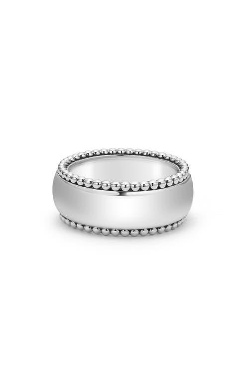 Mens Sterling Silver Anthem Caviar Band Ring, 10mm Product Image