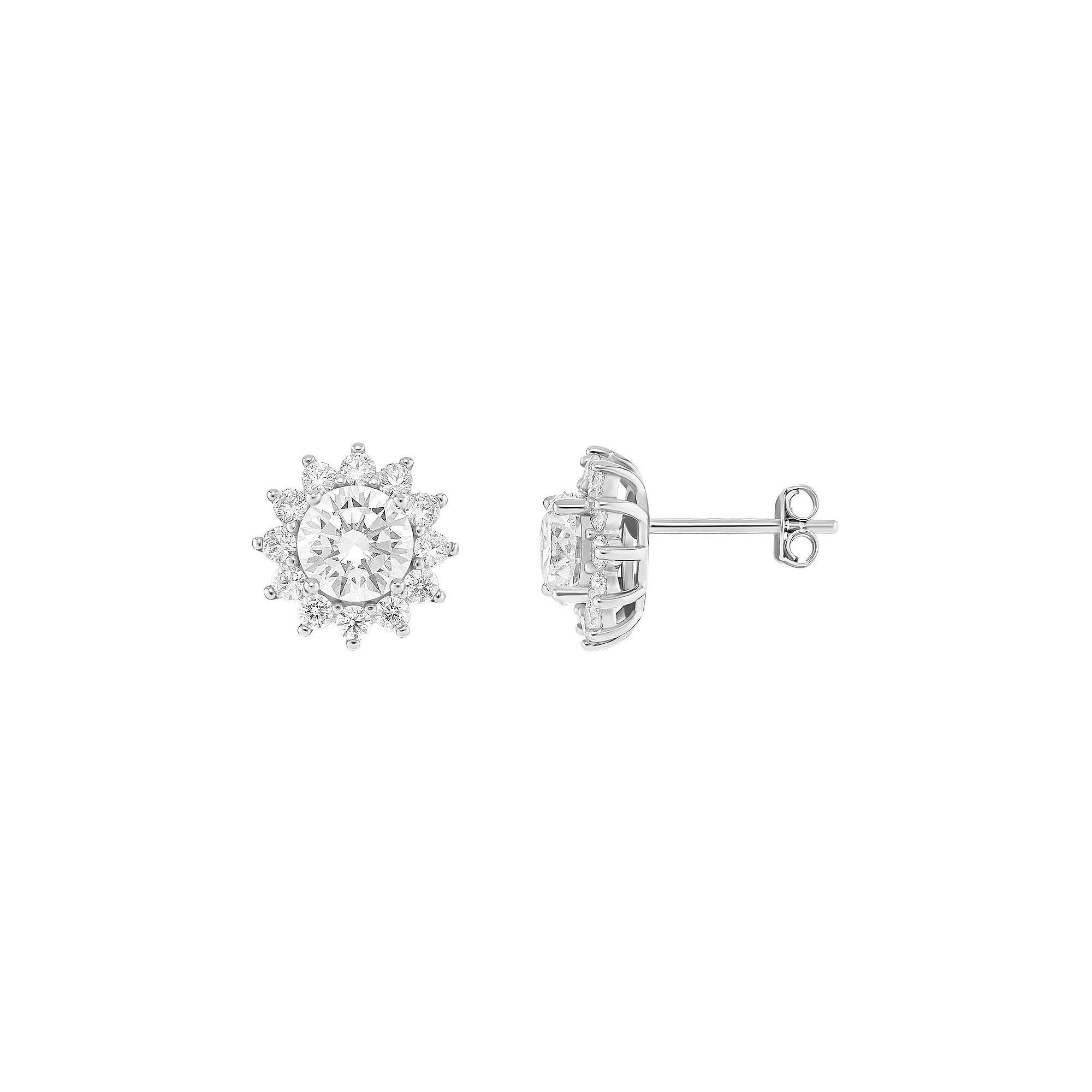 PRIMROSE Sterling Silver Cubic Zirconia Flower Stud Earrings, Women's Product Image