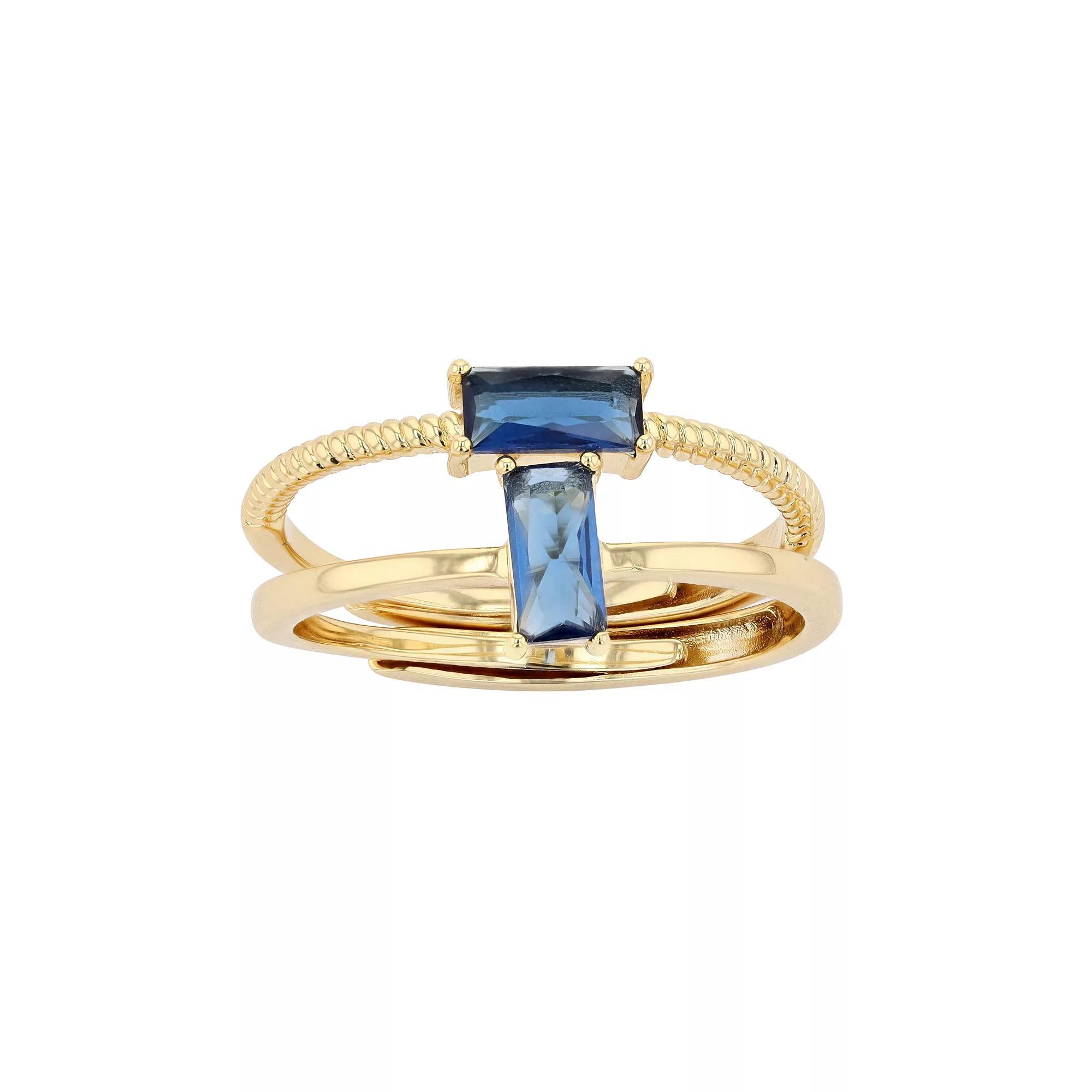 City Luxe Birthstone Simulated Gemstone Duo Ring Set, Women's, Gold Tone September Product Image