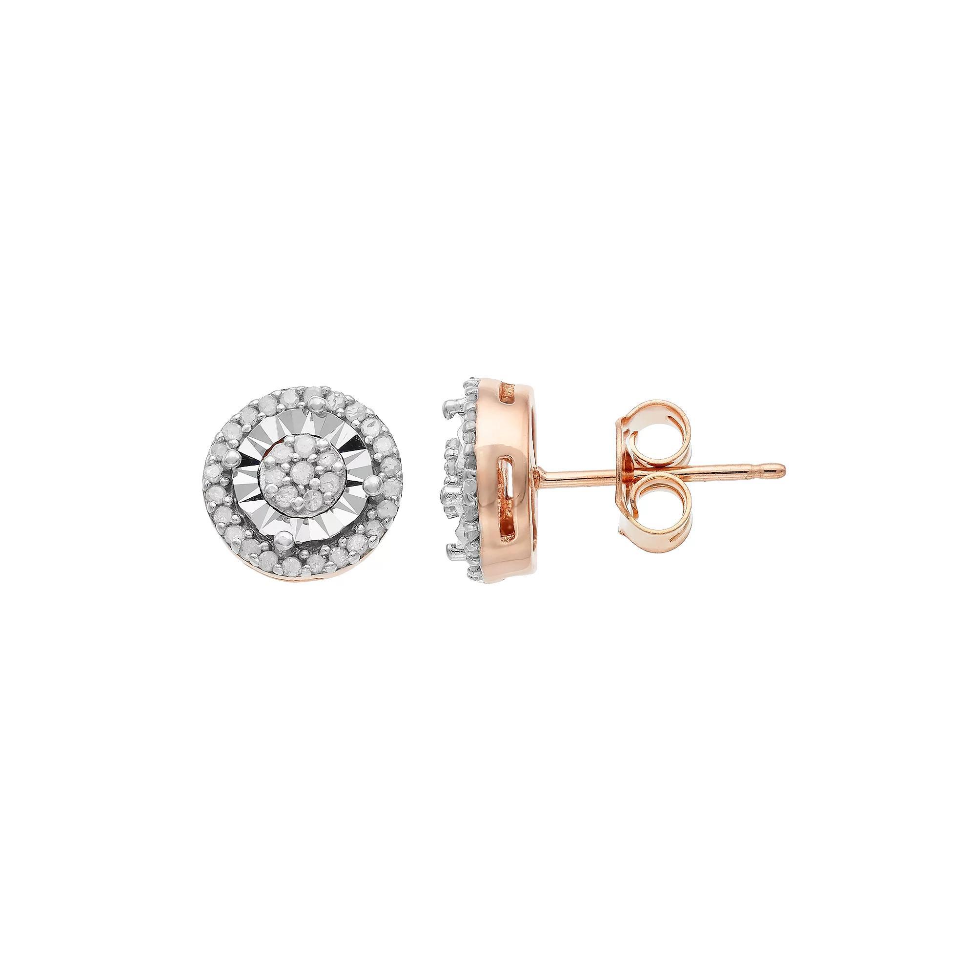 Diamond Brilliance Sterling Silver 1/4 Carat T.W. Diamond Cluster Stud Earrings, Women's Product Image