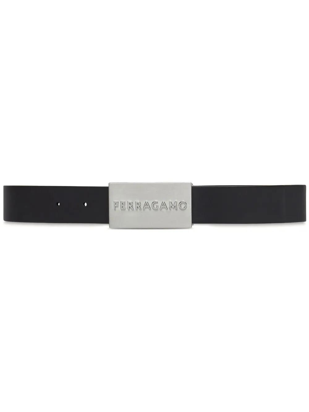 FERRAGAMO Logo-embossed Leather Belt In Brown Product Image