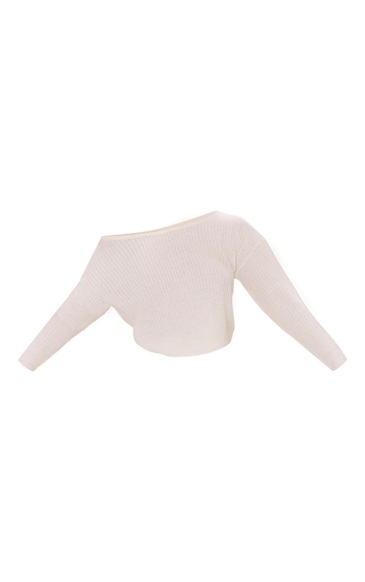 Cream Off The Shoulder Knitted Sweater Product Image