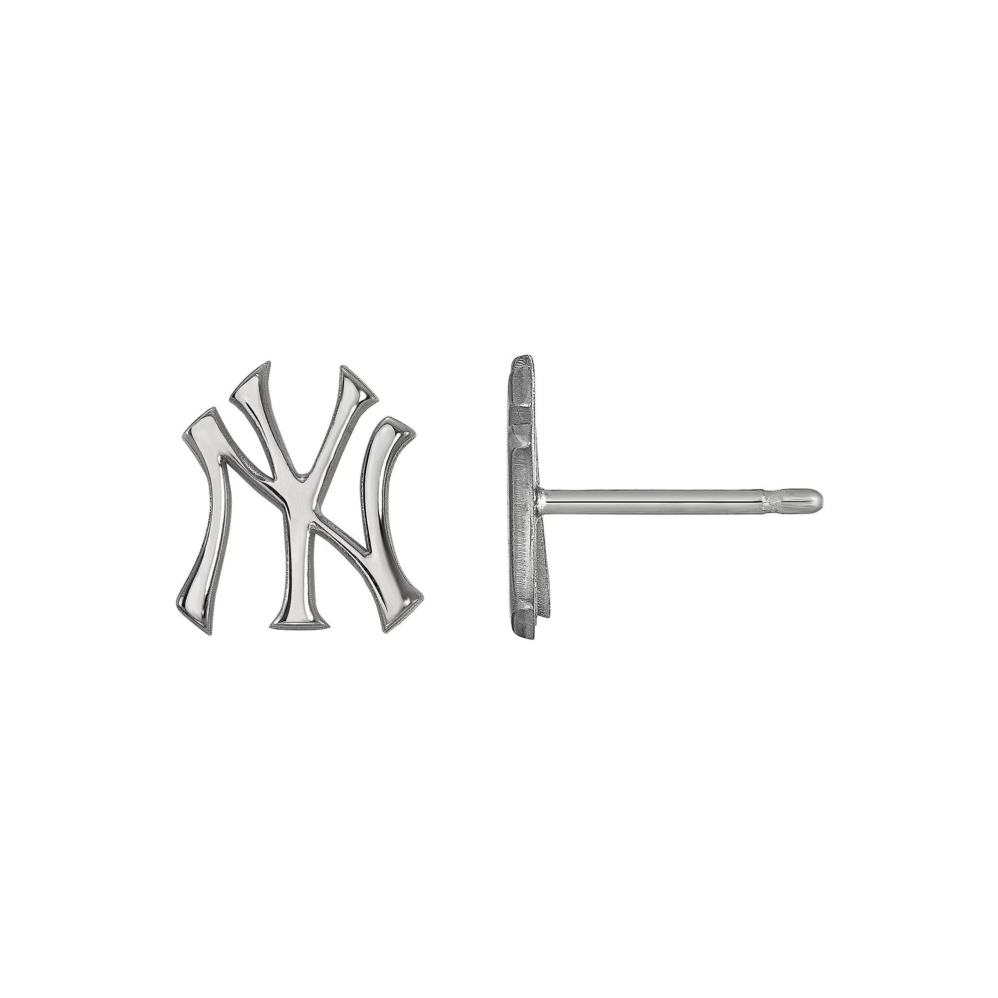 LogoArt Sterling Silver New York Yankees Stud Earrings, Women's, Size: 9MM Product Image