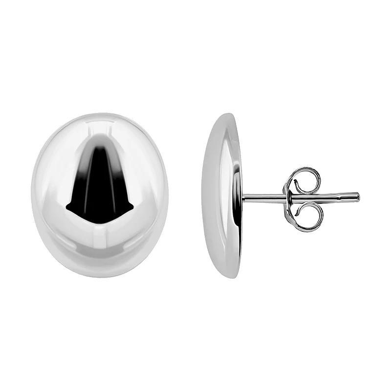 Aleure Precioso Oval High Polished Dome Post Earrings, Women's, Sterling Product Image