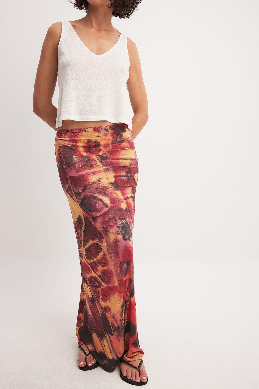 Satin Mid Waist Maxi Skirt Product Image