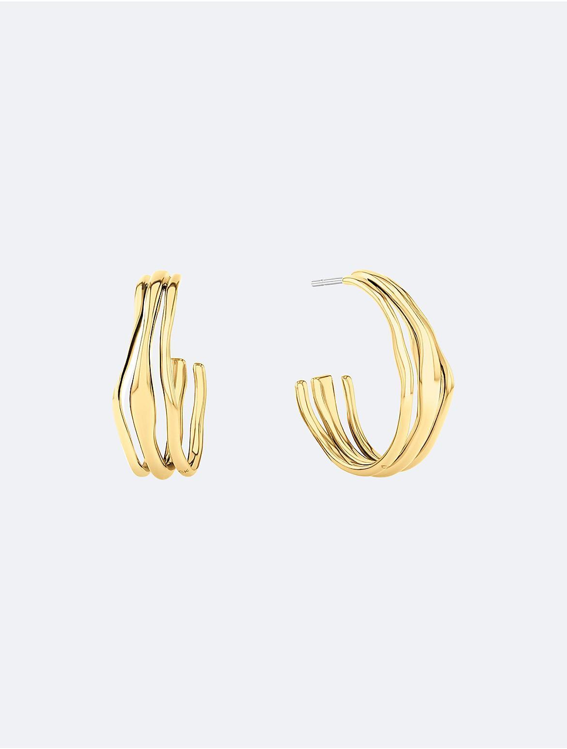Calvin Klein Womens Sculptural Fluid Shape Hoop Earrings - Metallic Product Image