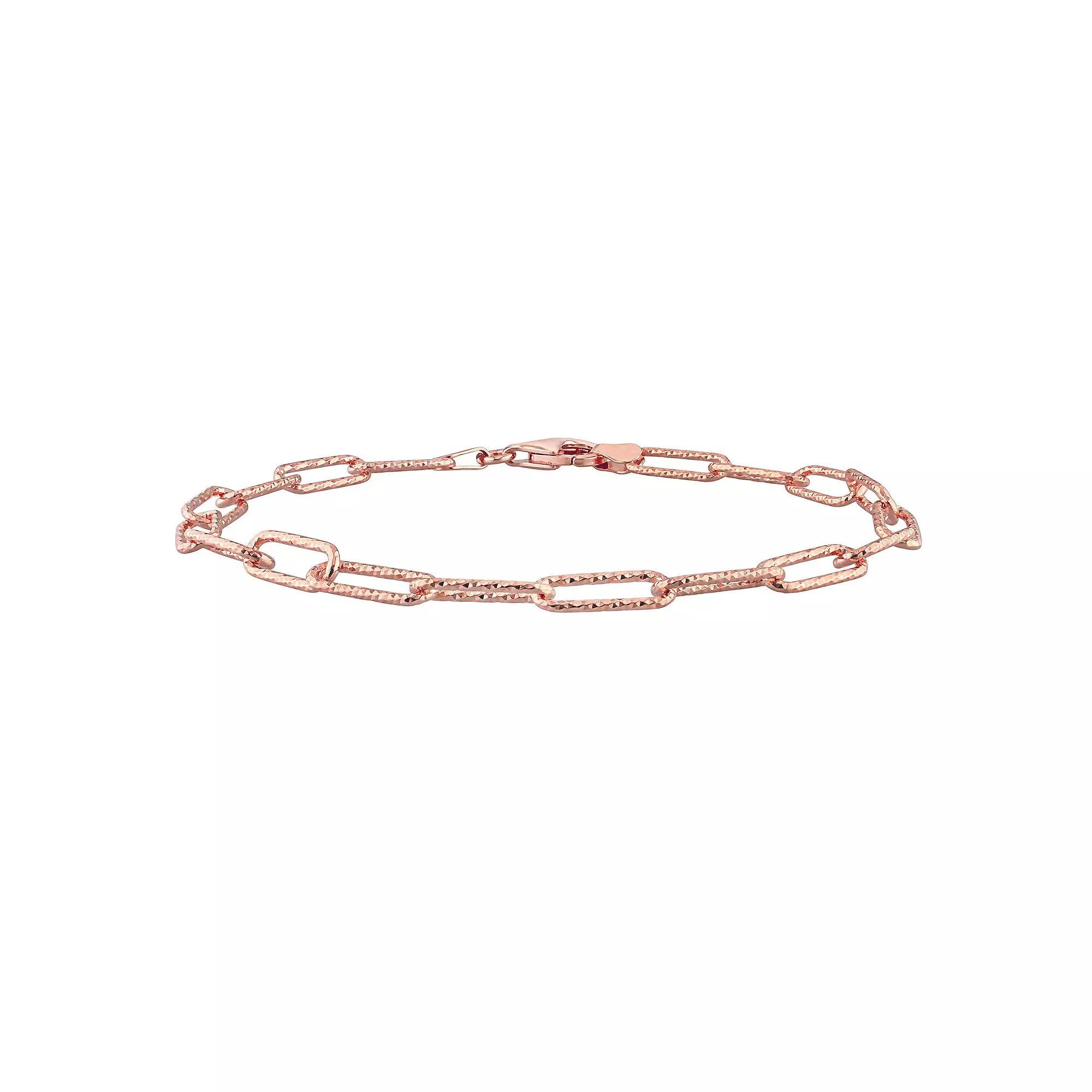 Stella Grace 18k Gold Over Silver 5 mm Fancy Cut Paper Clip Link Chain Anklet, Women's, Size: 9", Rose Gold Tone Product Image