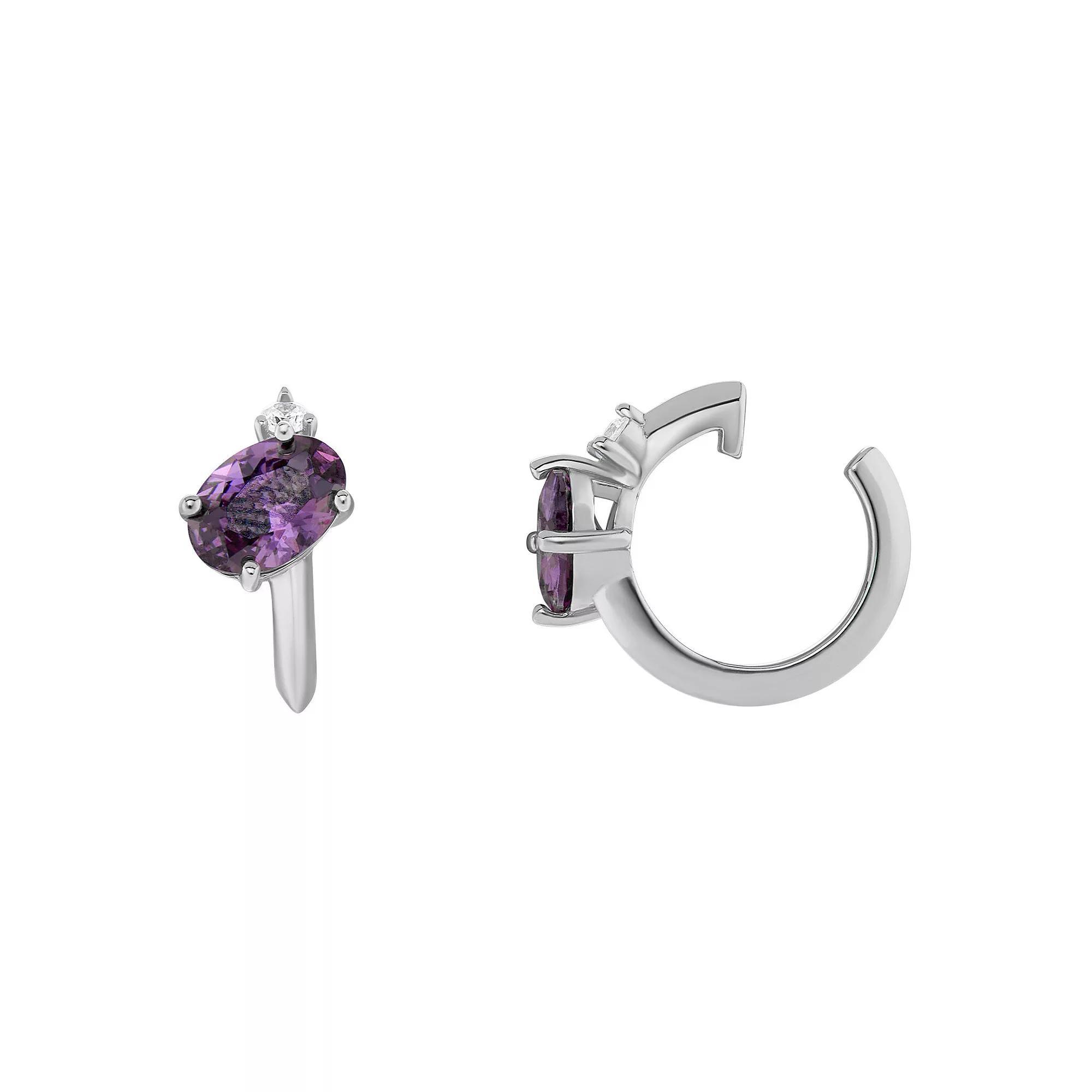 PRIMROSE Sterling Silver Cubic Zirconia Birthstone Ear Cuff, Women's, Silver Tone June Product Image