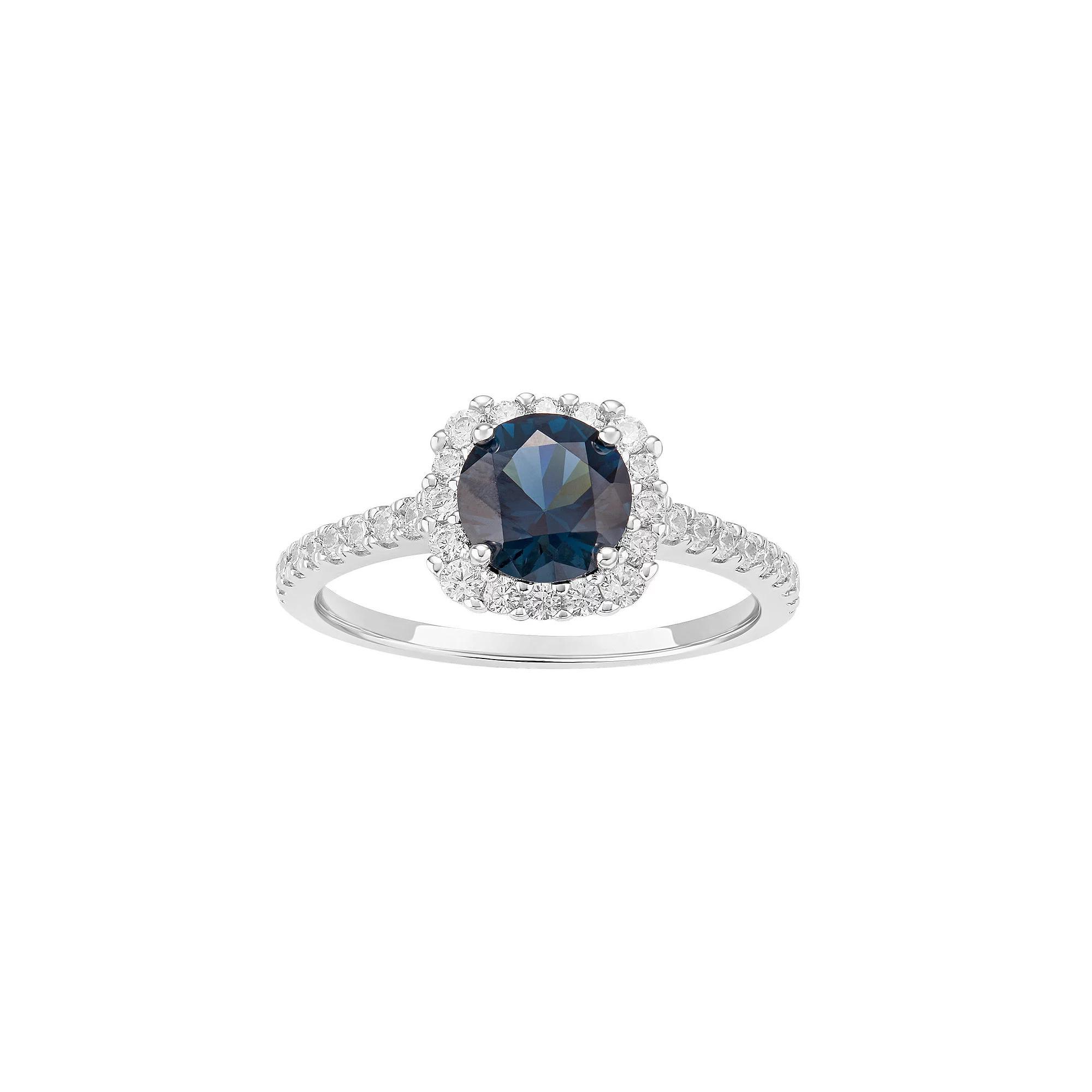 PRIMROSE Sterling Silver Cubic Zirconia Square Halo Ring, Women's, Size: 9, Sterling Silver Blue Product Image
