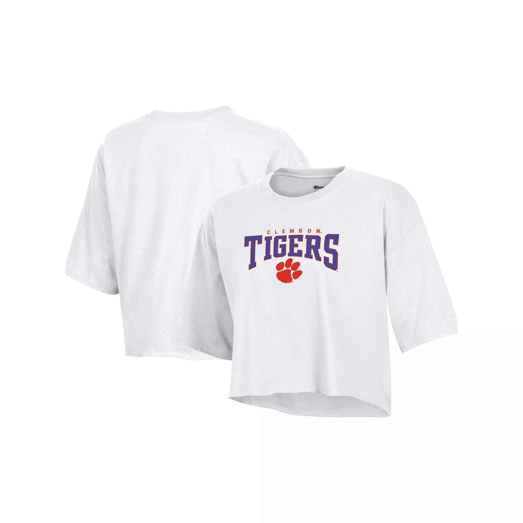 Women's Champion White Clemson Tigers Boyfriend Cropped T-Shirt, Size: XL Product Image