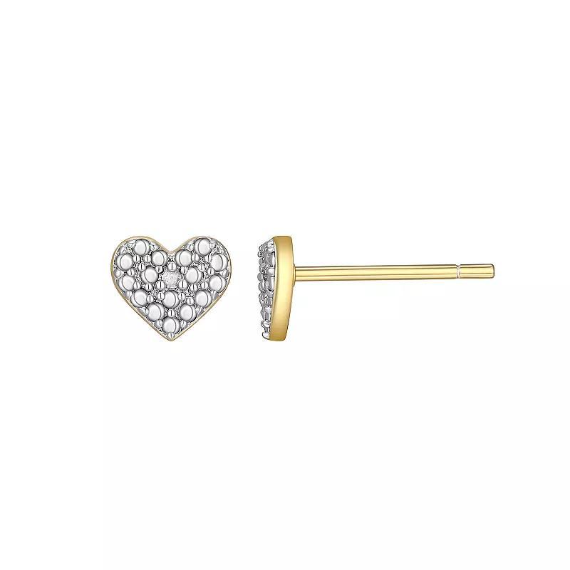 Sarafina Diamond Accent Heart Stud Earrings, Womens, Gold Tone White Product Image